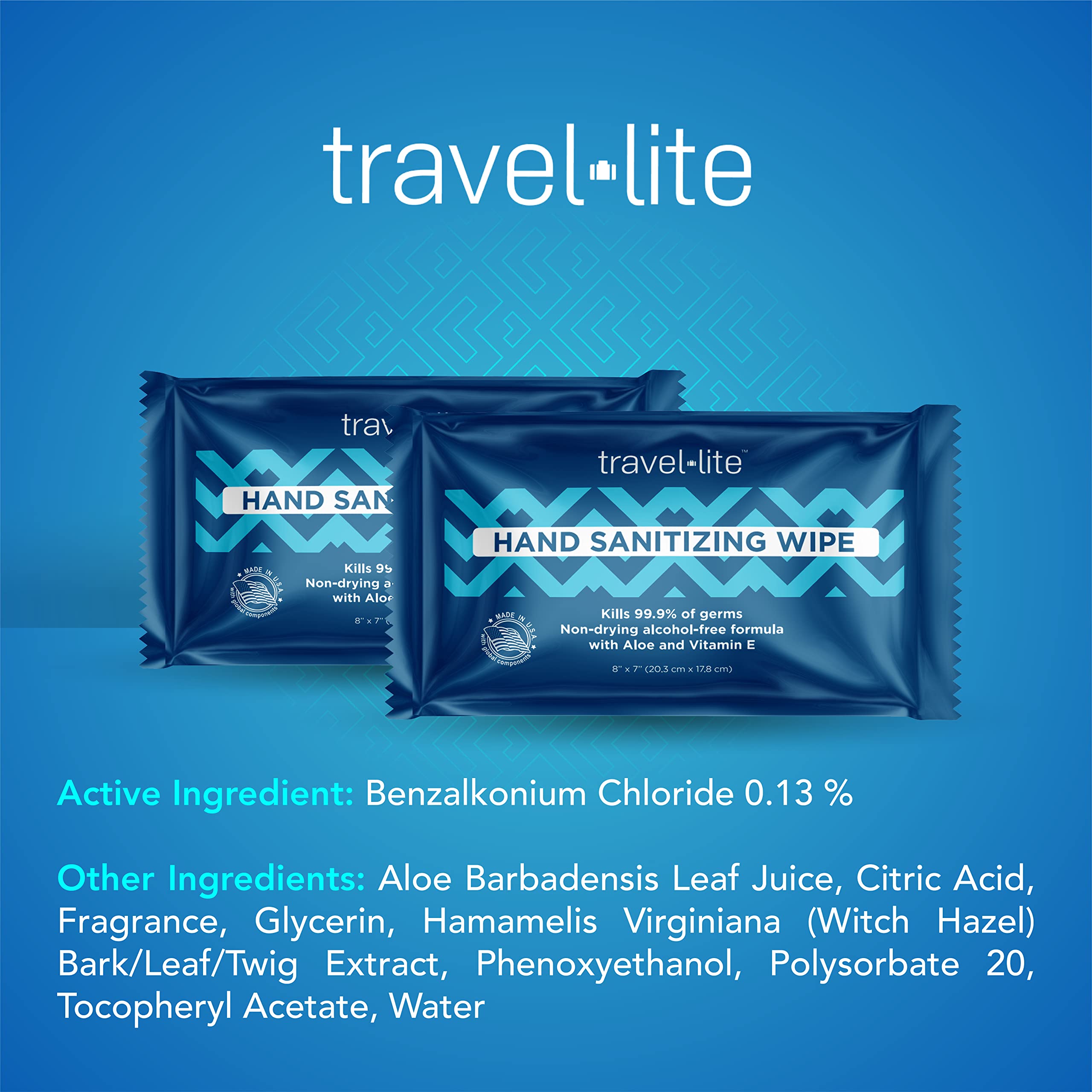 Travel Lite Alcohol-Free Hand Wipes with Aloe Vera & Vitamin E – 200 Count