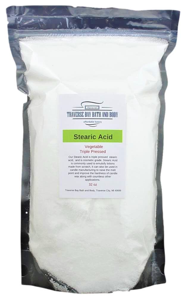Traverse Bay Bath & Body Stearic Acid 32 oz – Cosmetic Grade, Triple Pressed, USA Made