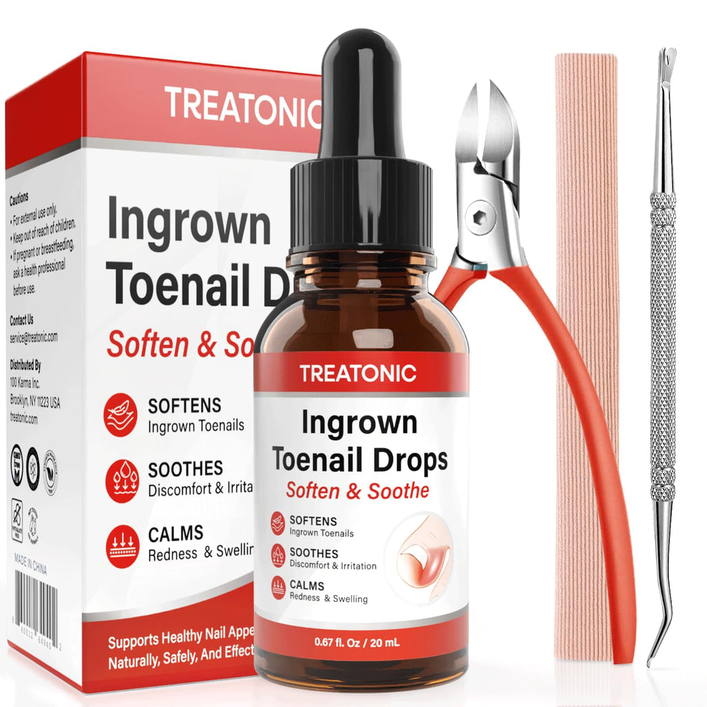 Treatonic Ingrown Toenail Treatment Kit – Nail Softening Drops & Precision Clippers for Home Care