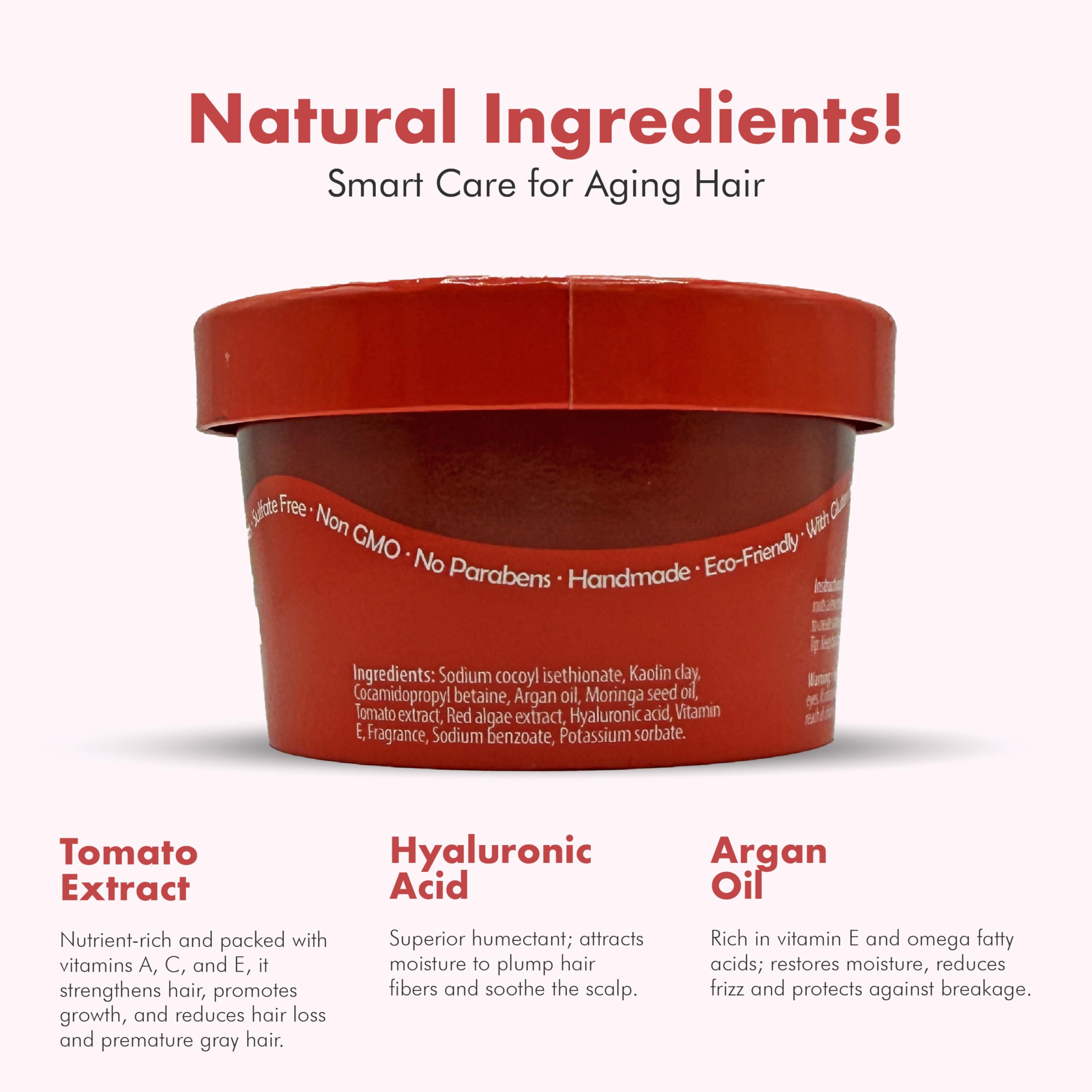 Tree Bottle Hyaluronic Acid Shampoo Bar – Tomato & Red Algae Extract, Hydration & Strength, USA Made