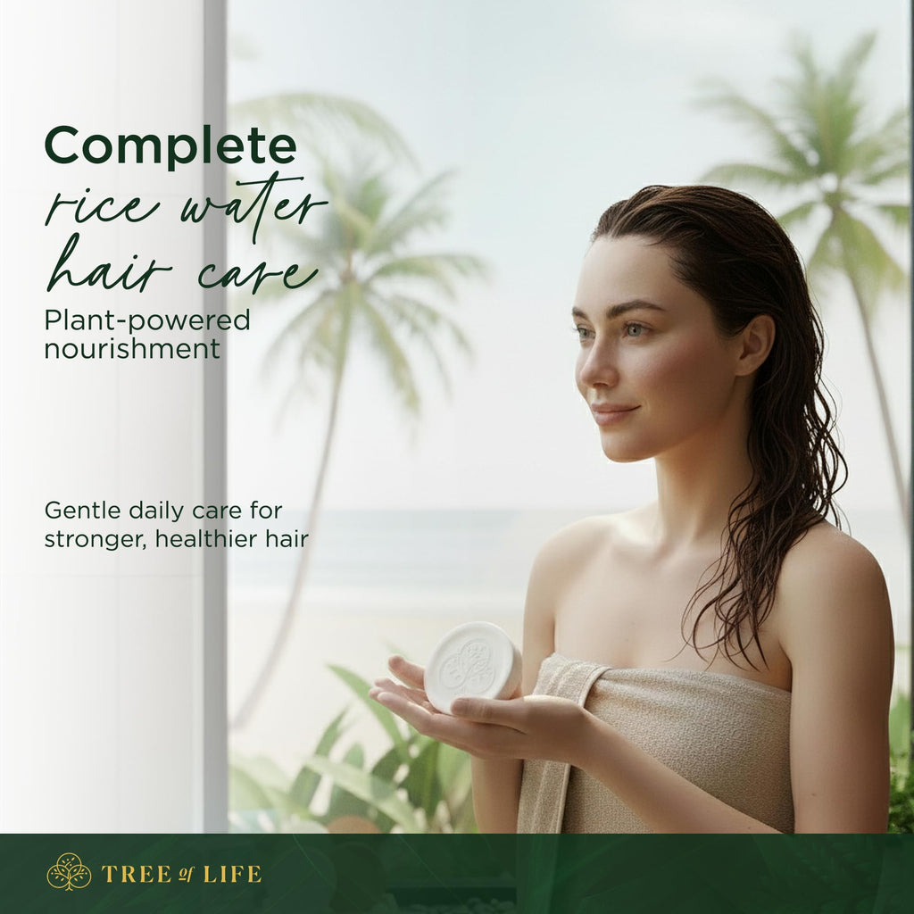 Tree of Life Rice Water Shampoo Bar & Conditioner Bar Set – Sulfate-Free, Frizz Control, Silky Shine