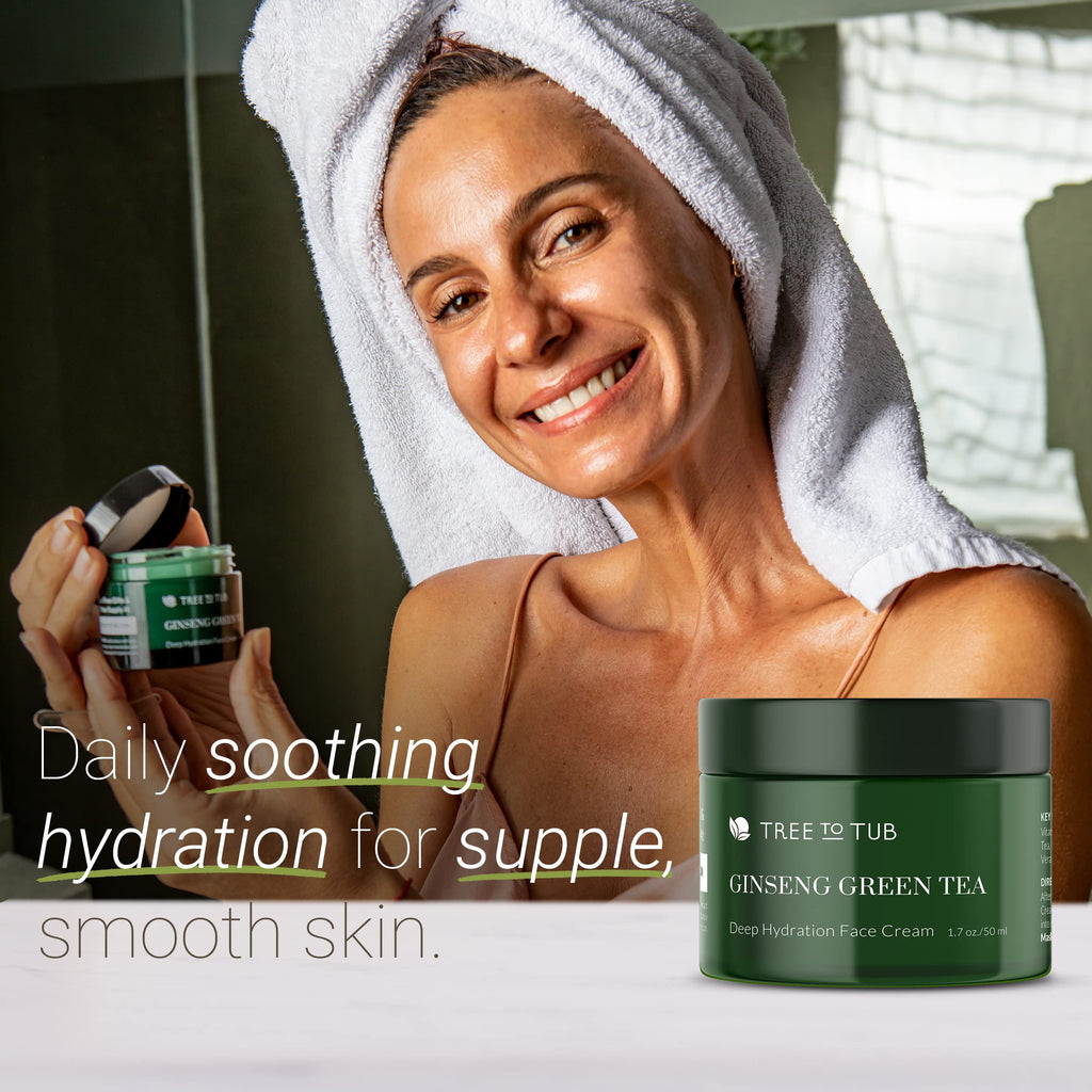 Tree to Tub Hydrating Face Moisturizer – Water-Based Hyaluronic Acid with Organic Aloe, Green Tea, Vitamin C & E for Dry & Sensitive Skin