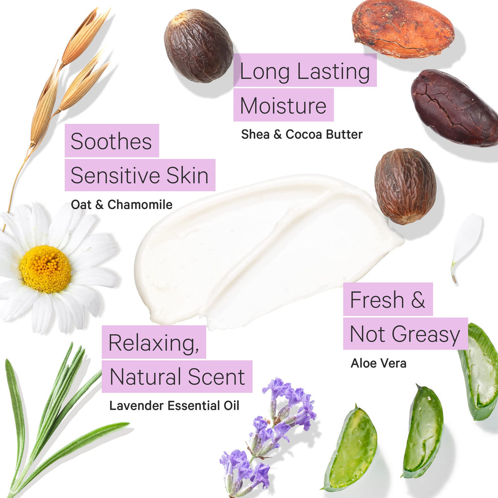 Tree to Tub Lavender Shea Butter Body Lotion – Dry Skin Moisturizer, Vegan, Aloe Vera & Oatmeal