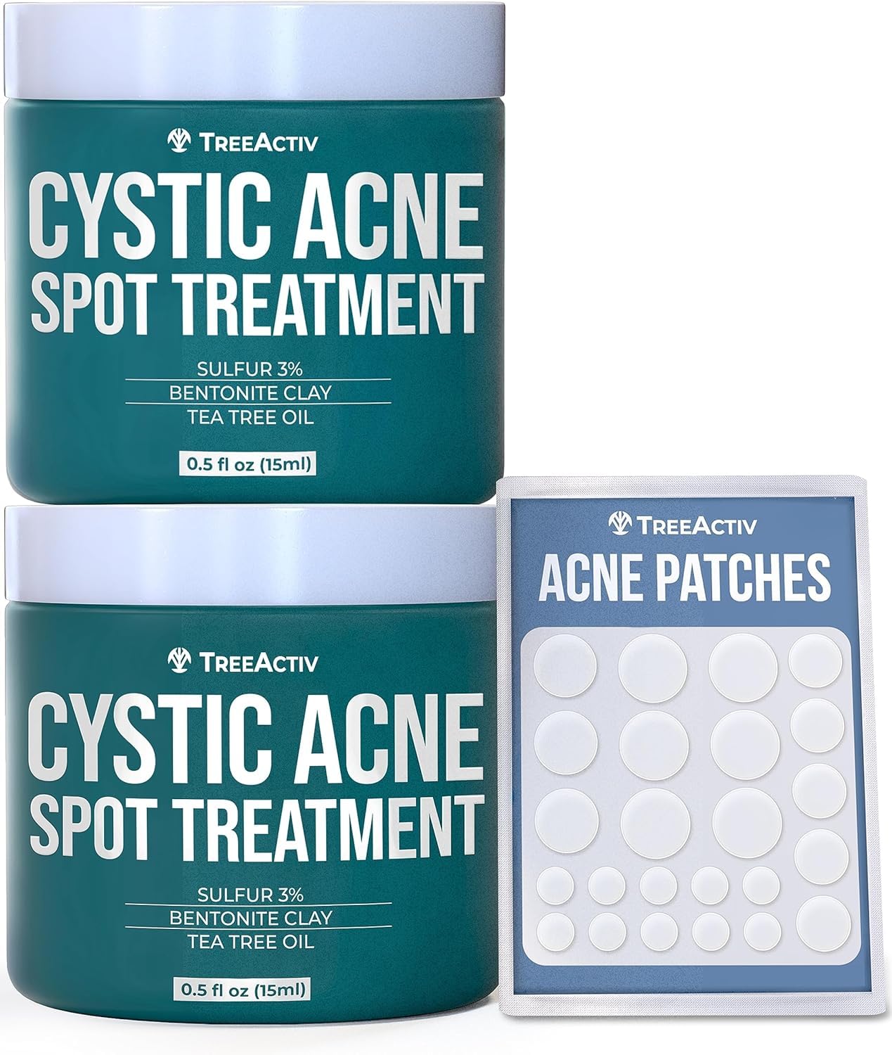 TreeActiv Cystic Acne Spot Treatment — Overnight Sulfur & Bentonite Clay (2-Pack)