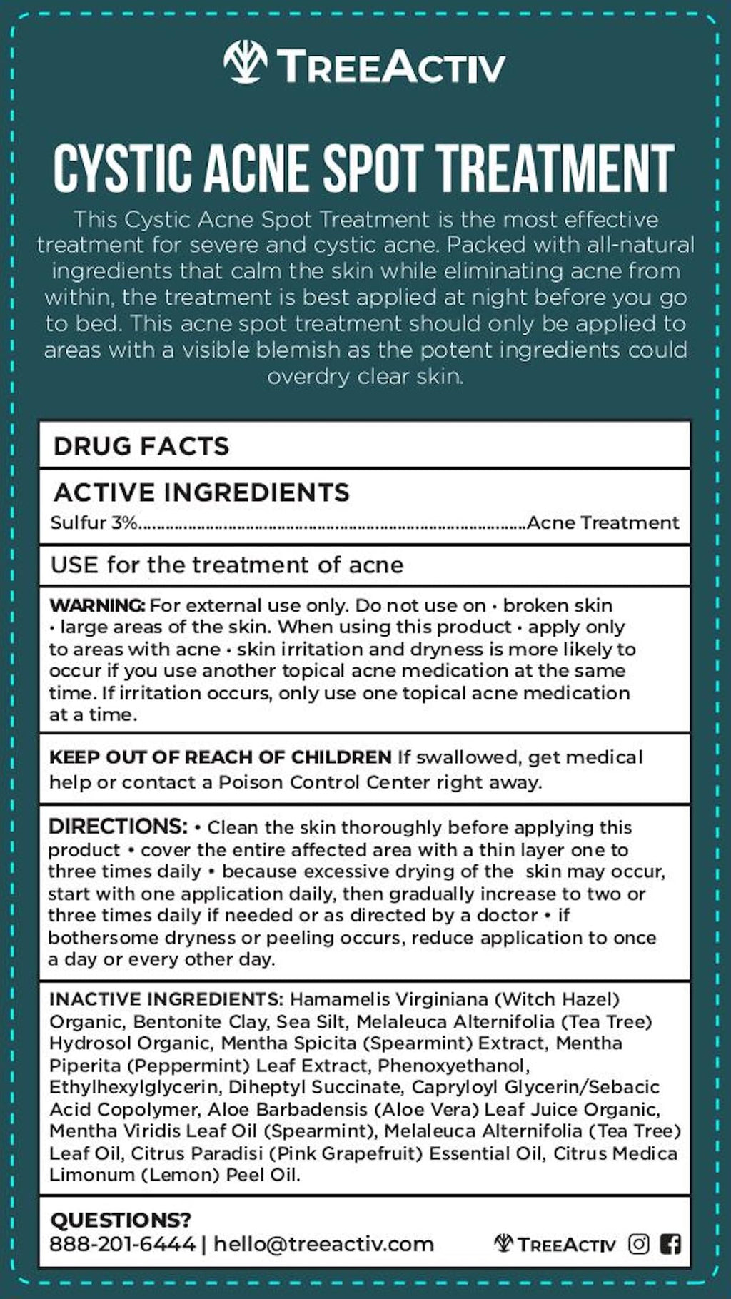 TreeActiv Cystic Acne Spot Treatment — Overnight Sulfur & Bentonite Clay (2-Pack)