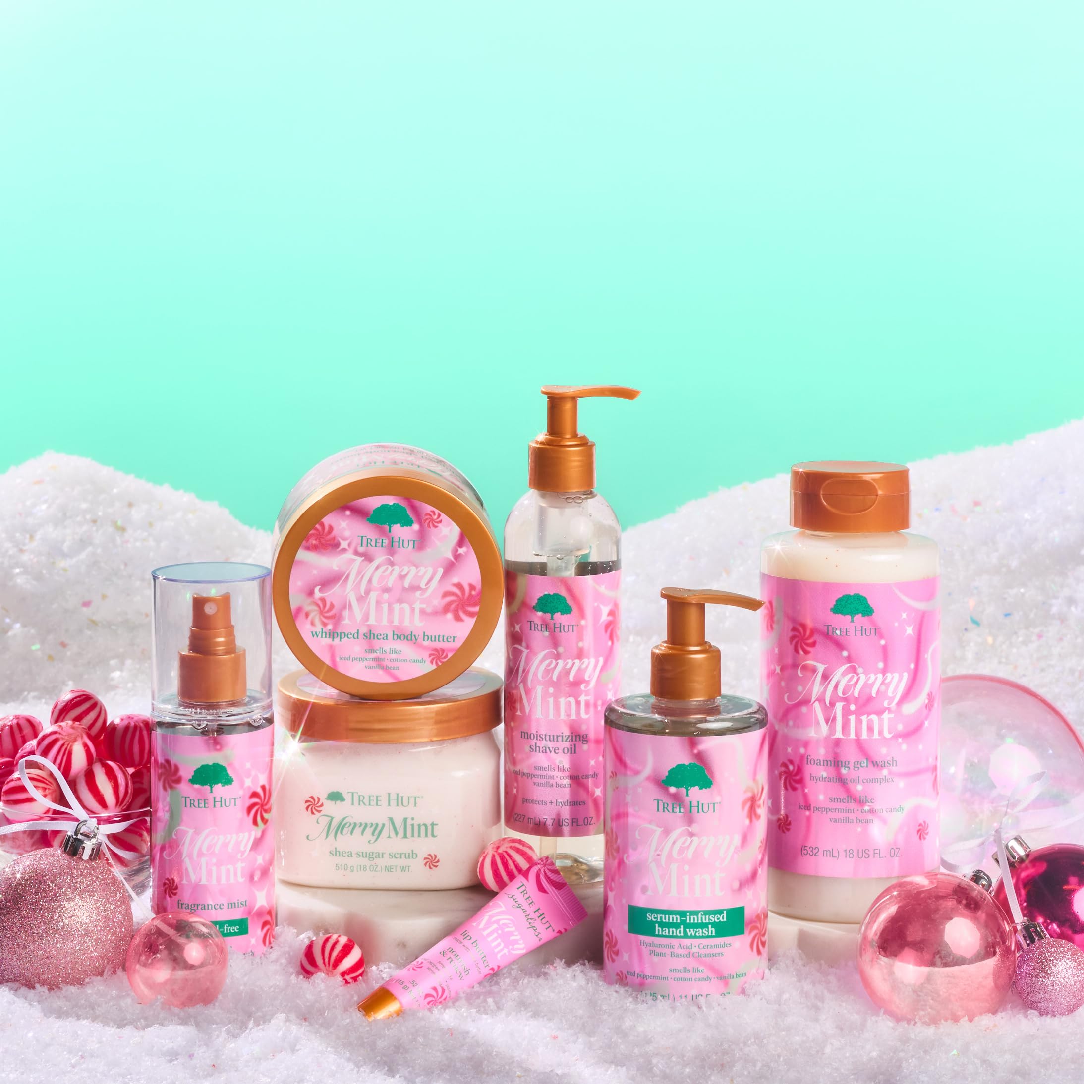 Tree Hut Merry Mint Fragrance Mist – Alcohol-Free Hydrating Body Spray, 6 fl oz