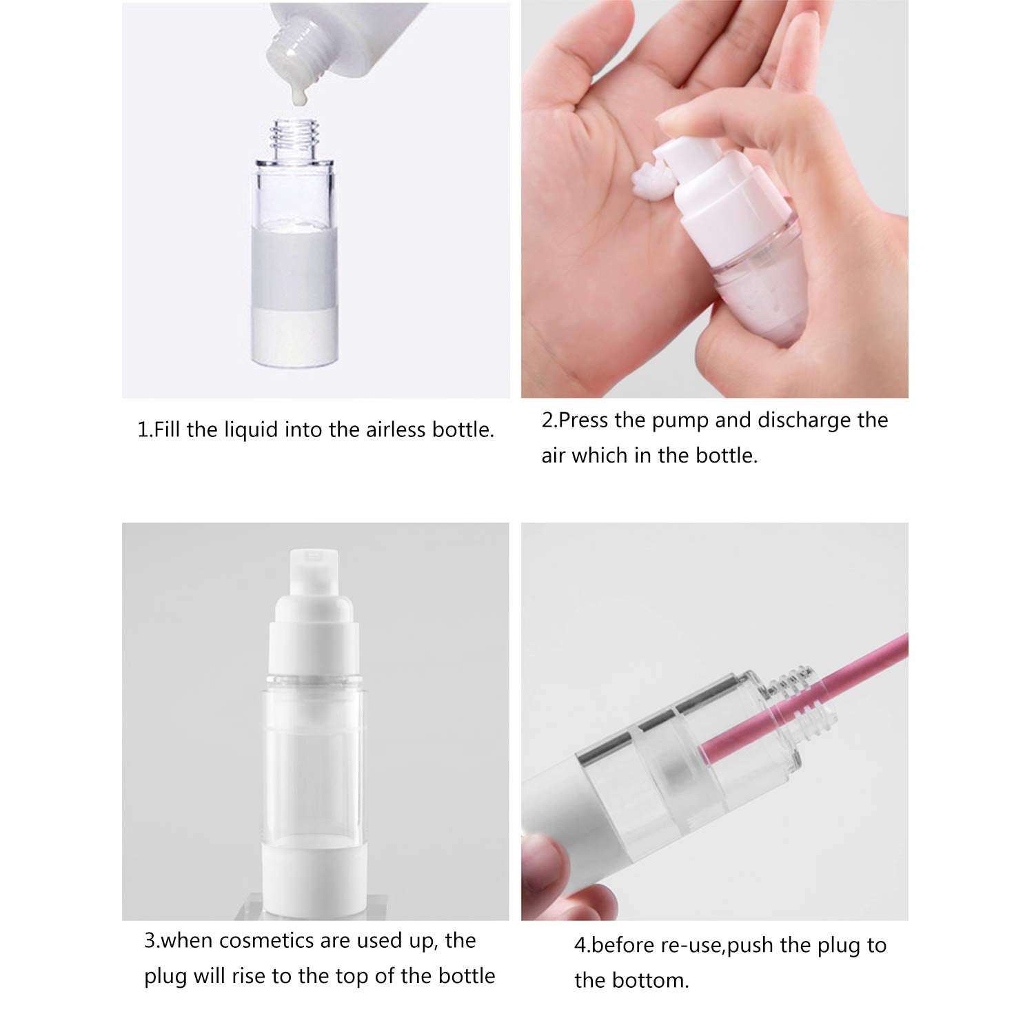 TRENDBOX 120ml Airless Vacuum Pump Travel Bottles – 12 Pack
