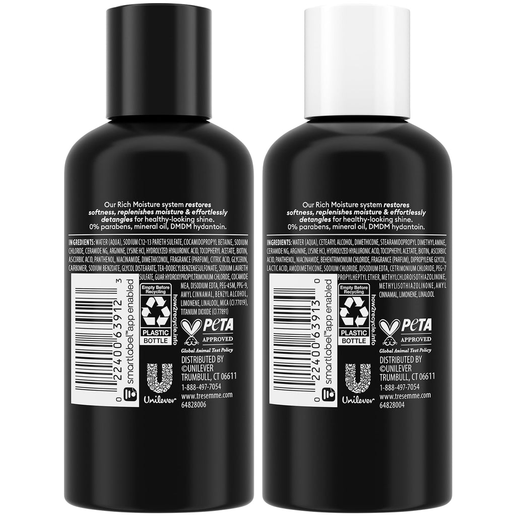 TRESemmé Travel Shampoo & Conditioner Set — Rich Moisture, 24-Pack (12 Sets), 3 oz Each
