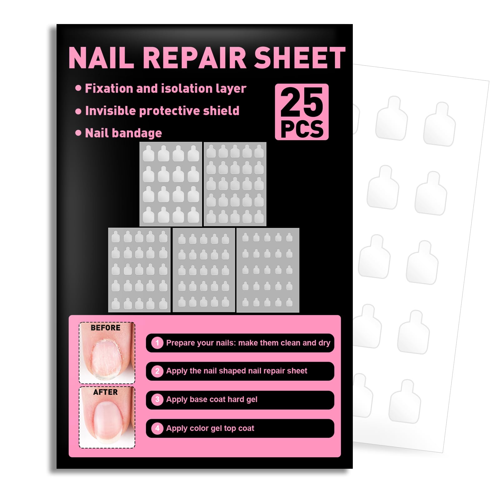 TRESSON Nail Repair Patches – 580 Pre-cut Patches for Damaged Nails