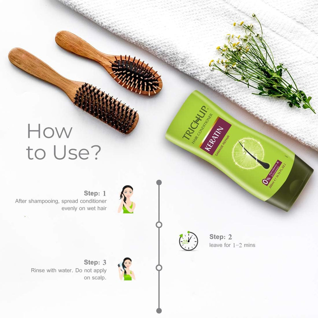 TRICHUP Keratin Shampoo & Conditioner Set – 5-in-1 Repair, Frizz Control, Strength | 200ml Each
