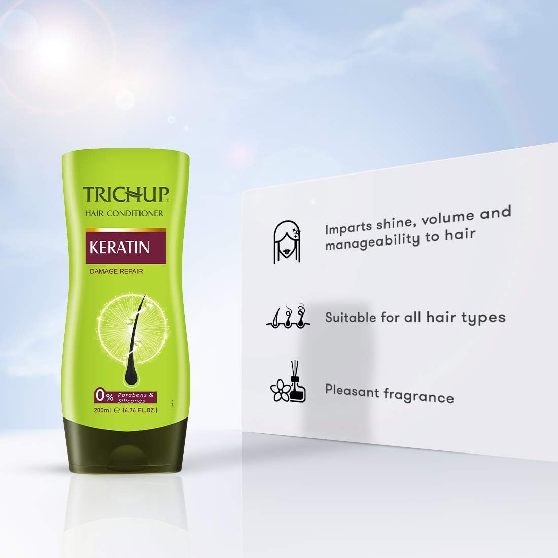 TRICHUP Keratin Shampoo & Conditioner Set – 5-in-1 Repair, Frizz Control, Strength | 200ml Each