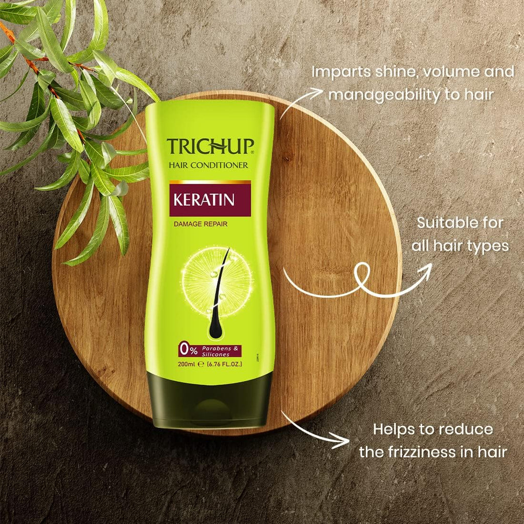 TRICHUP Keratin Shampoo & Conditioner Set – 5-in-1 Repair, Frizz Control, Strength | 200ml Each