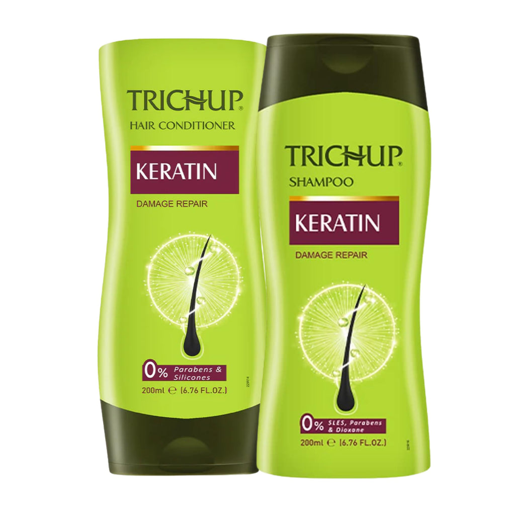 TRICHUP Keratin Shampoo & Conditioner Set – 5-in-1 Repair, Frizz Control, Strength | 200ml Each