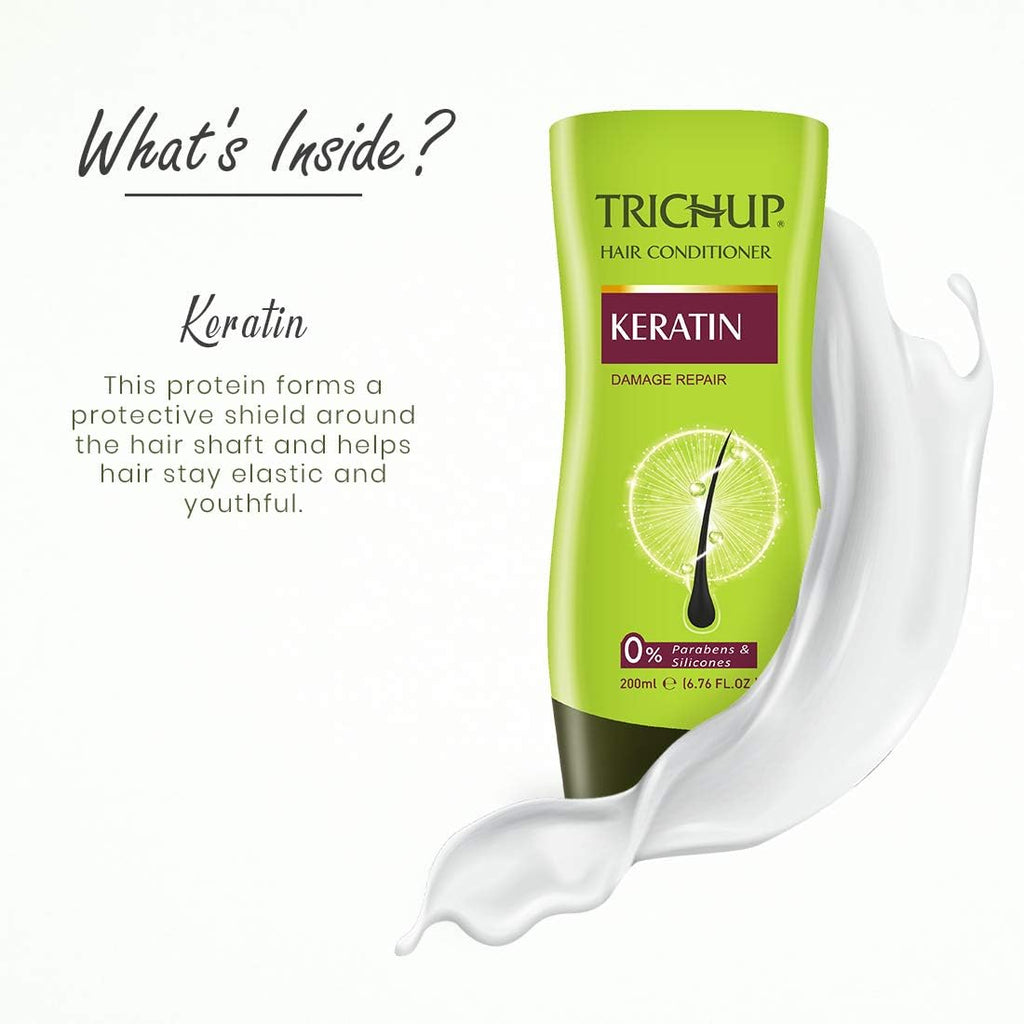 TRICHUP Keratin Shampoo & Conditioner Set – 5-in-1 Repair, Frizz Control, Strength | 200ml Each