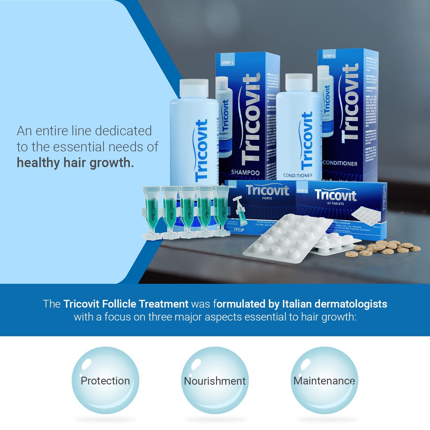 Tricovit Forte Hair Loss Treatment – Dermatologist-Developed DHT Blocker & Sebum Regulator (10 Ampoules)
