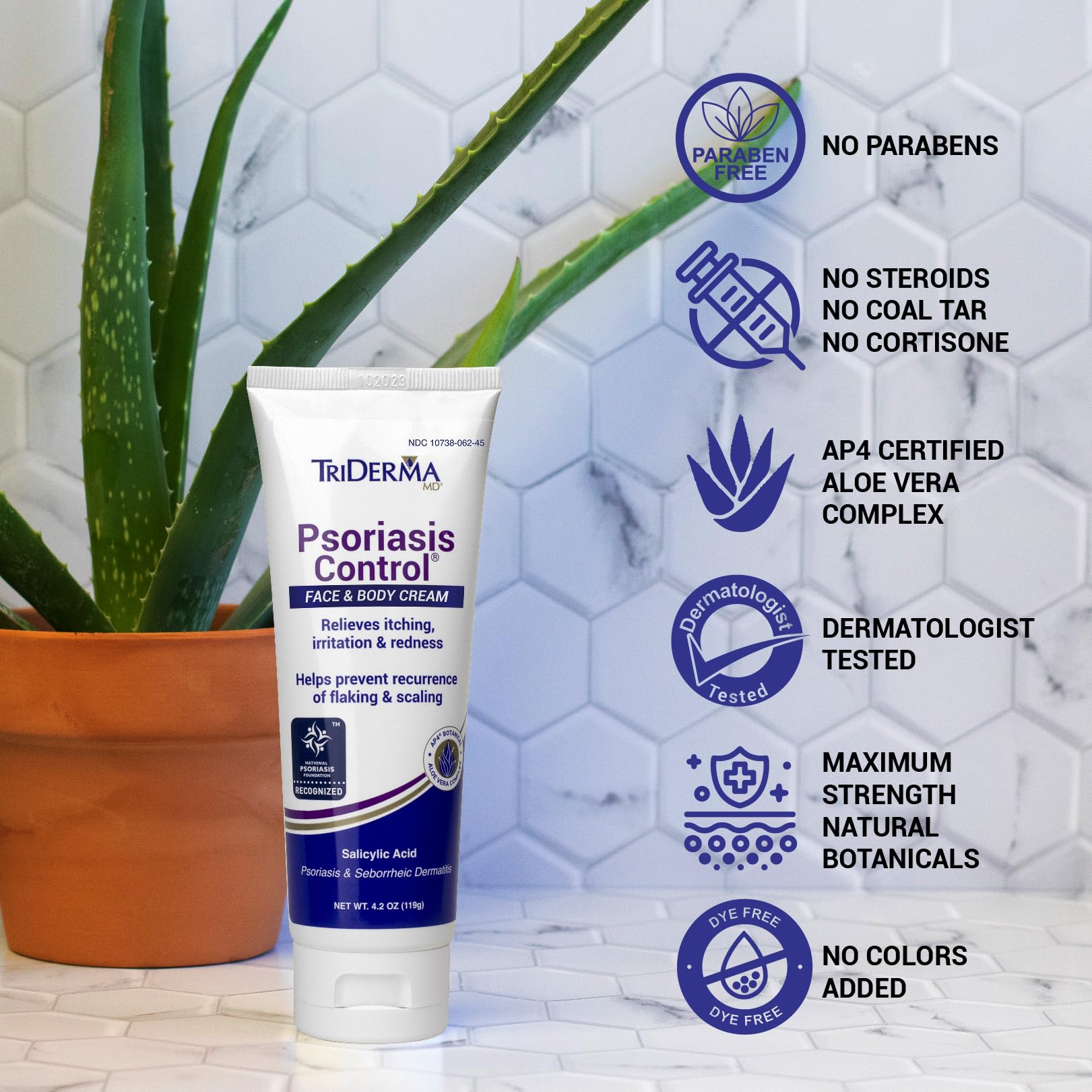 TriDerma Psoriasis Control Cream for Face & Body – 4.2 oz (Non-Greasy, Fragrance-Free)