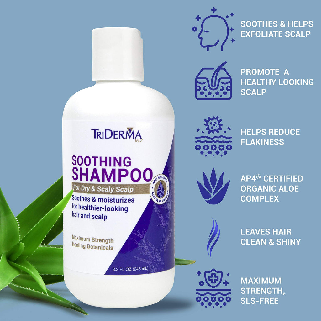 TriDerma Soothing Shampoo for Dry Scalp – Maximum Strength, Coal Tar Free (8.3 oz)