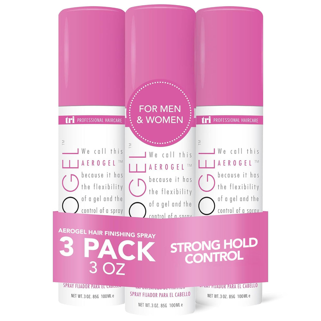 TRIDESIGN Aerogel Hairspray – Strong Hold & Flexible Styling (Travel Pack 3x3oz)
