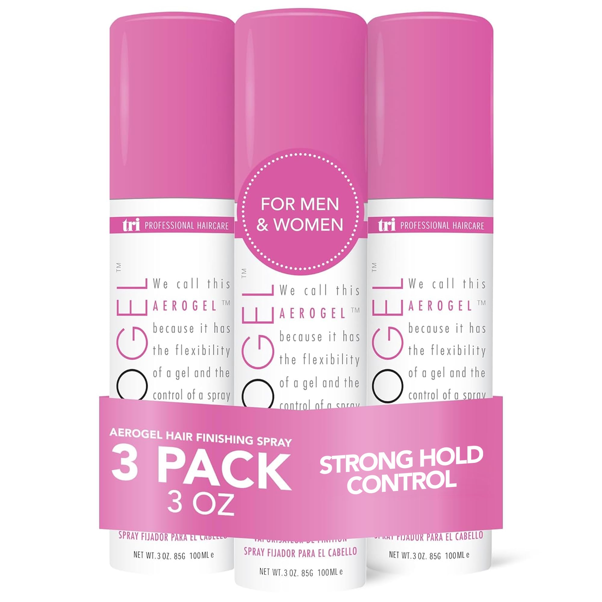 TRIDESIGN Aerogel Hairspray – Strong Hold & Flexible Styling (Travel Pack 3x3oz)
