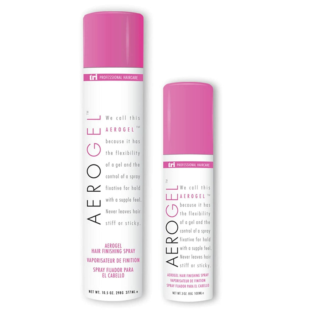 TRI Design Aerogel Hairspray – Strong Hold, Flexible Styling, Non-Sticky Finish (Pack of 2: 3 oz & 10.5 oz)