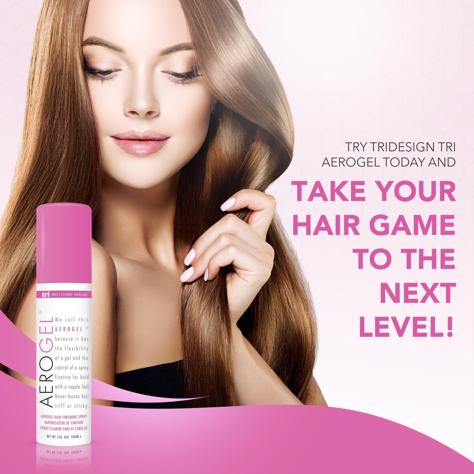 TRIDESIGN Aerogel Hairspray – Strong Hold & Flexible Styling (Travel Pack 3x3oz)