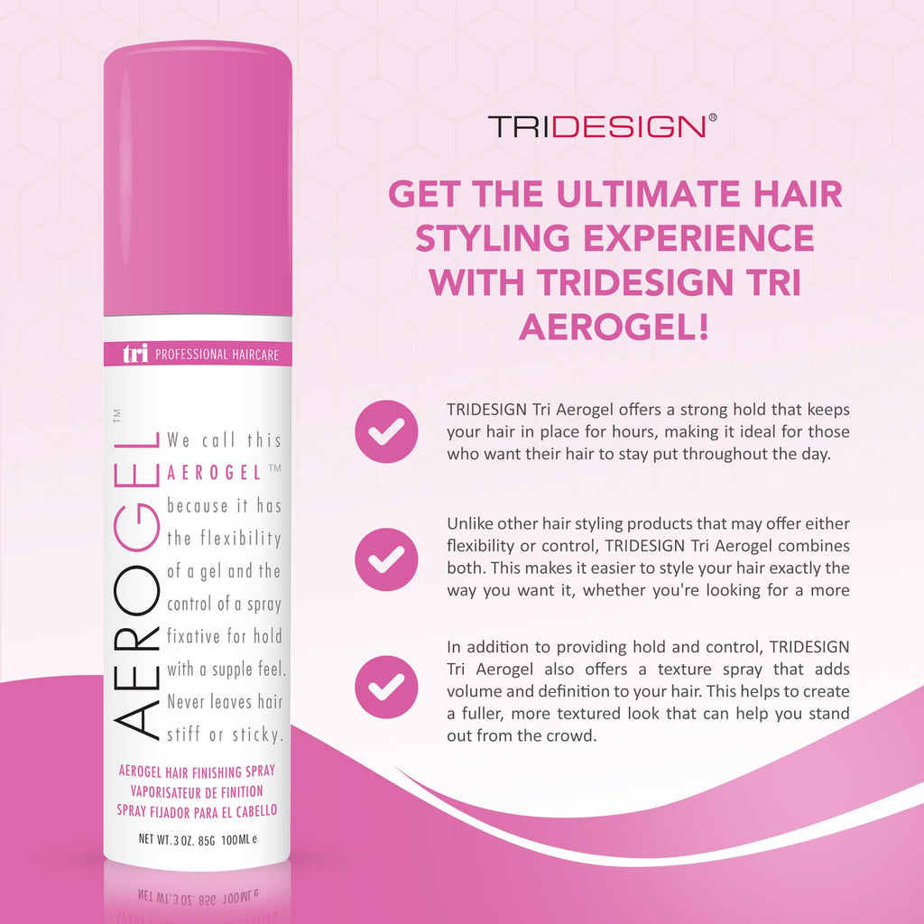 TRIDESIGN Aerogel Hairspray – Strong Hold & Flexible Styling (Travel Pack 3x3oz)