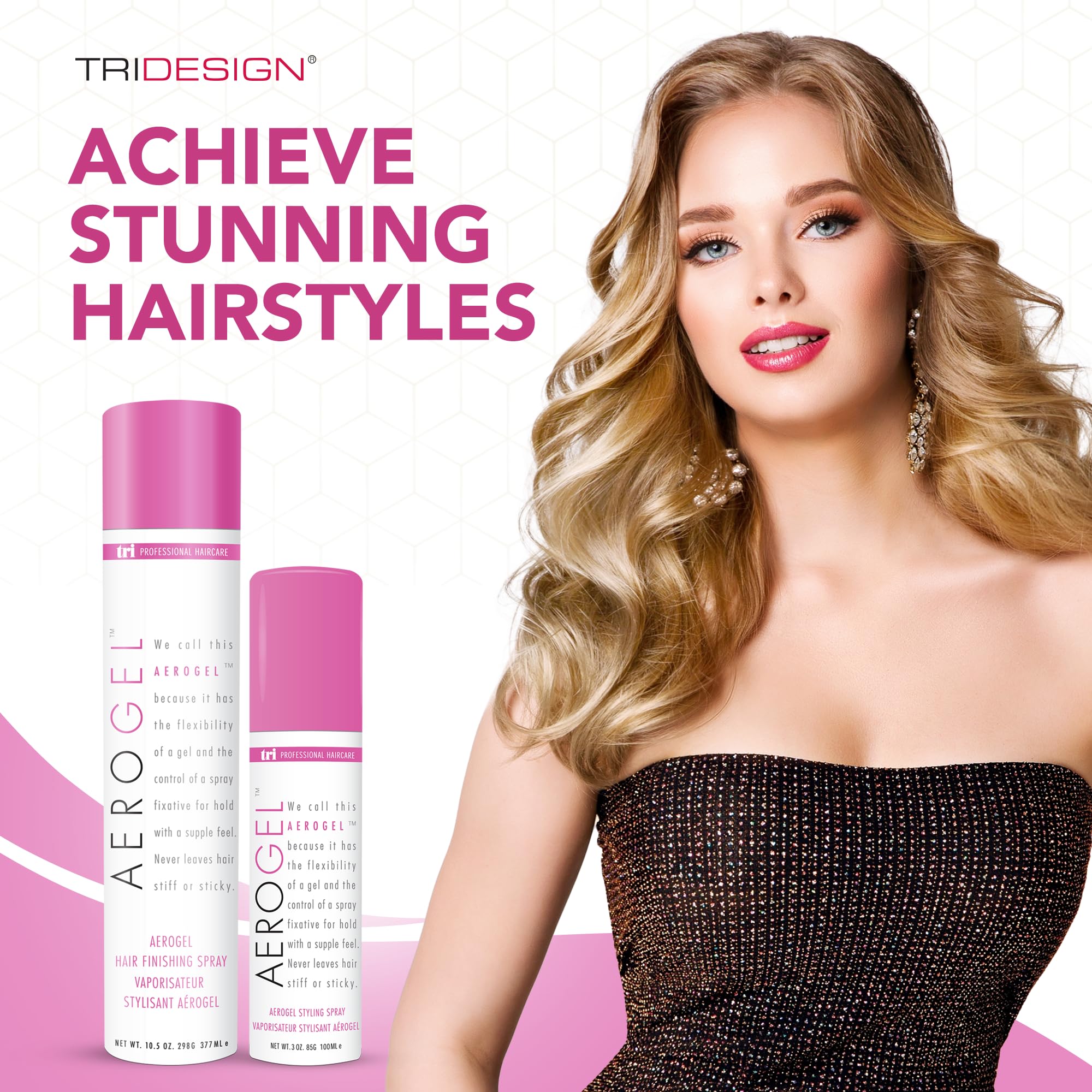 TRI Design Aerogel Hairspray – Strong Hold, Flexible Styling, Non-Sticky Finish (Pack of 2: 3 oz & 10.5 oz)