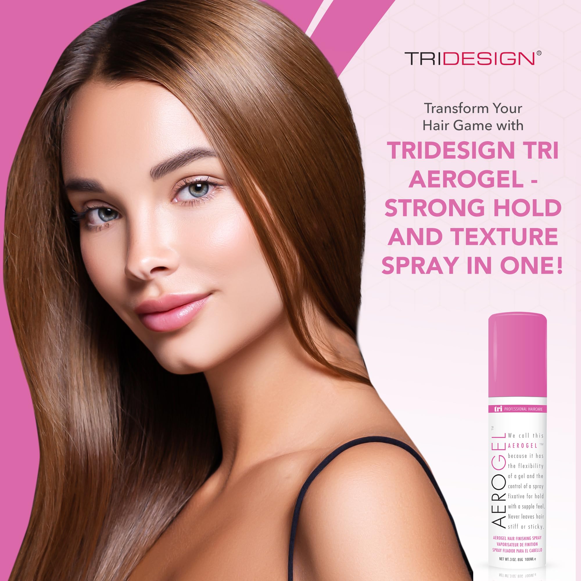 TRIDESIGN Aerogel Hairspray – Strong Hold & Flexible Styling (Travel Pack 3x3oz)