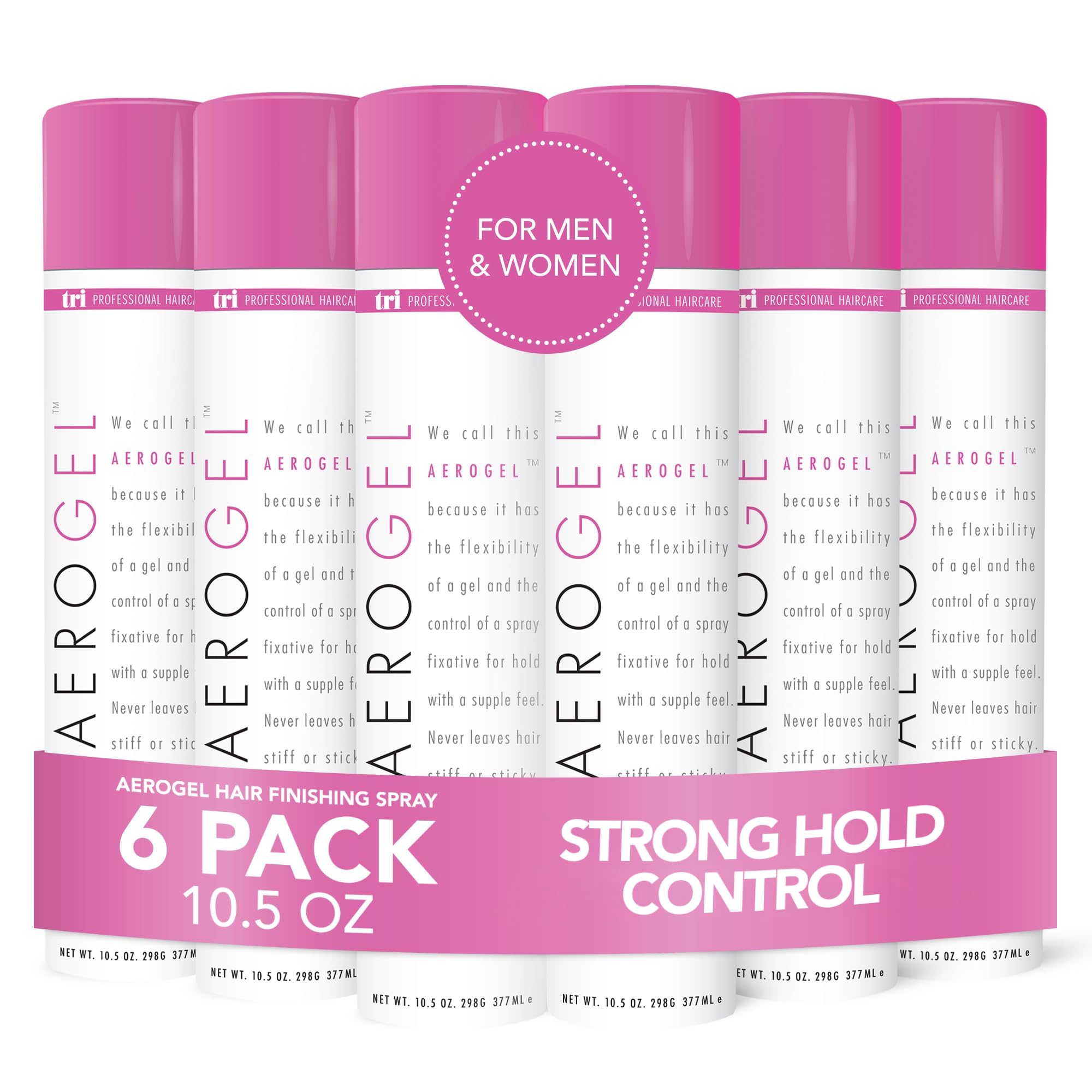 TRIDESIGN TRI Design Aerogel Hairspray – Strong Hold, Flexible Styling, 6-Pack (10.5 oz each)