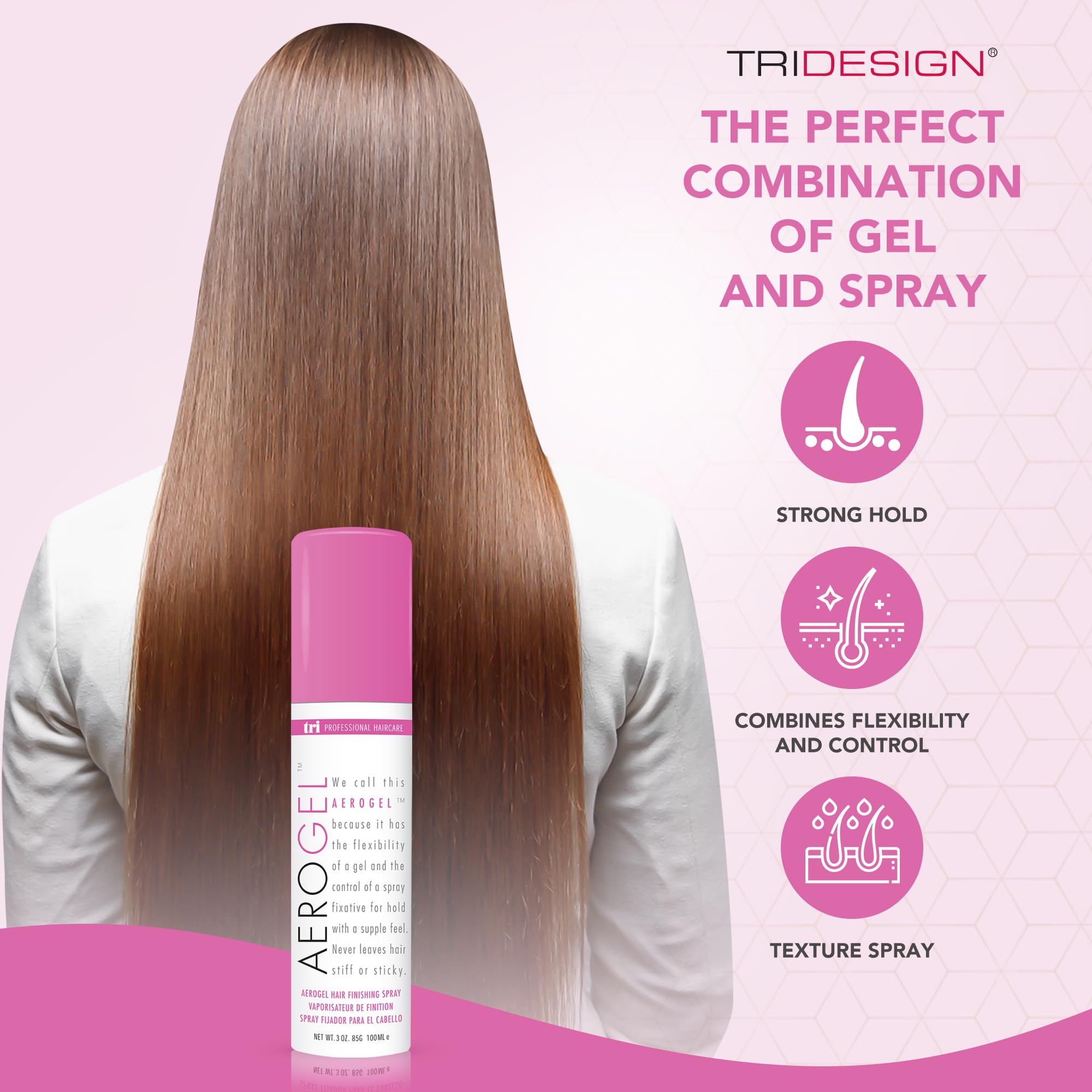 TRIDESIGN Aerogel Hairspray – Strong Hold & Flexible Styling (Travel Pack 3x3oz)