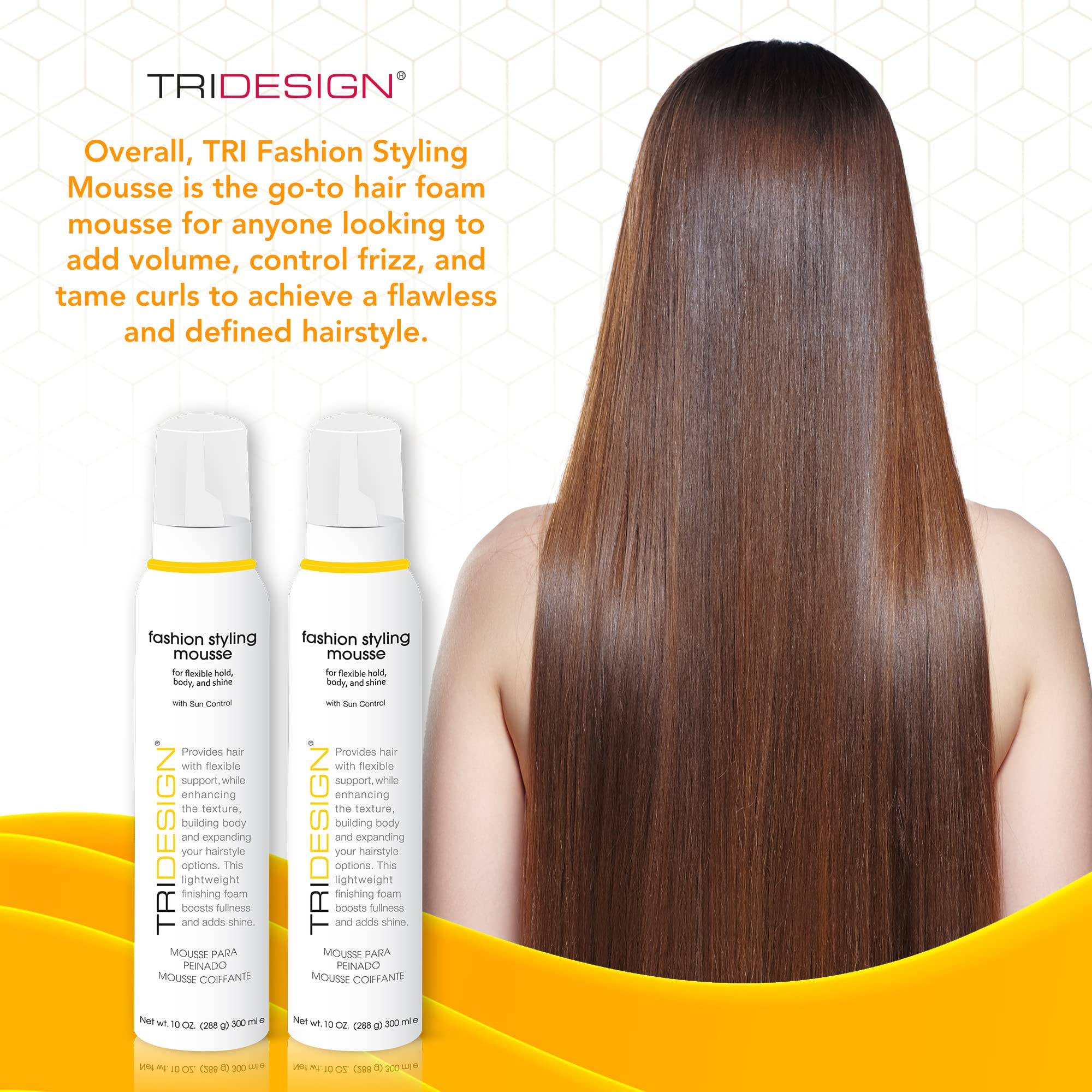 TRI Fashion Volumizing Mousse for Wavy Hair – Tame Curls, Frizz Control & Shine (2 Pack) | TRIDESIGN