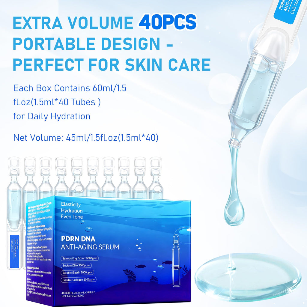 Trihood Salmon DNA PDRN Ampoule — Korean Collagen & Hyaluronic Acid Serum with Niacinamide & Glutathione (0.05 fl oz x 40)