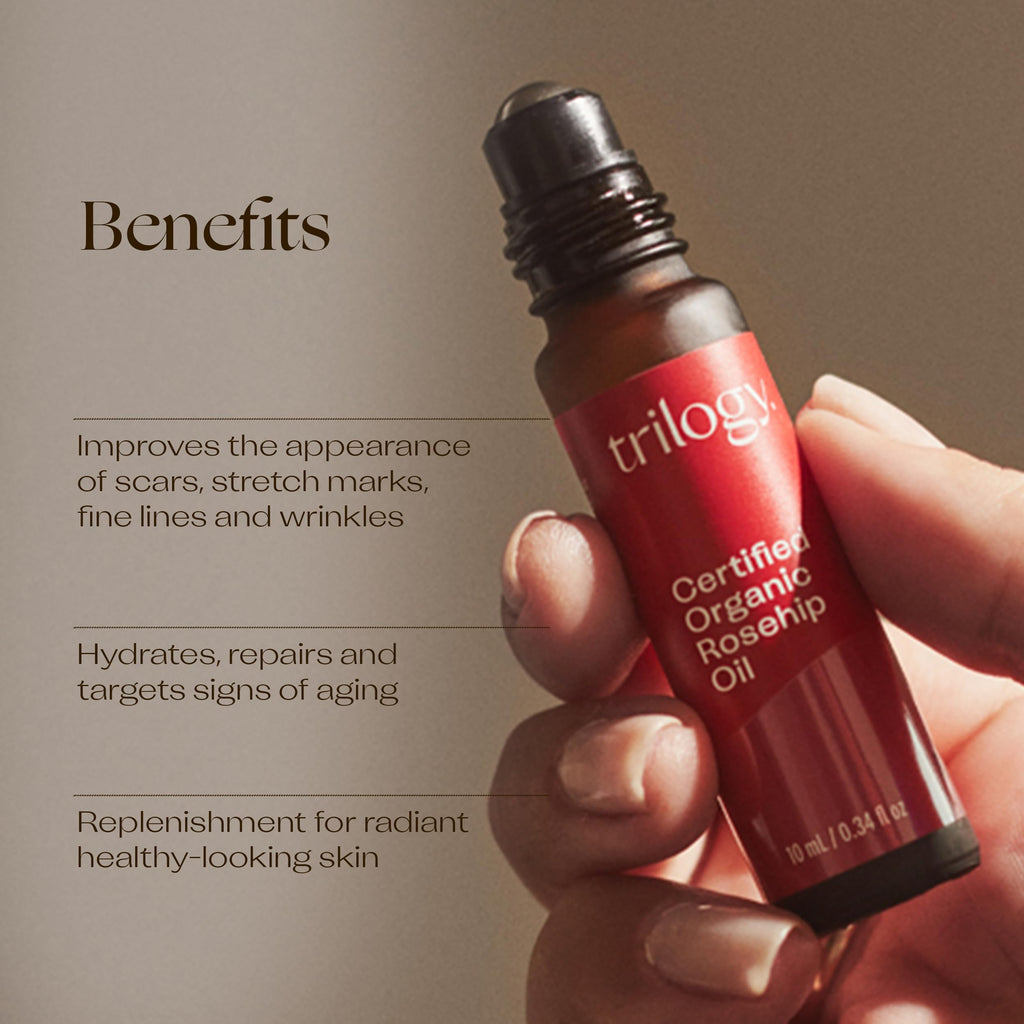 Trilogy Certified Organic Rosehip Oil – Intensive Nourishment for Dry Skin, Scars, and Fine Lines | 0.34 fl oz