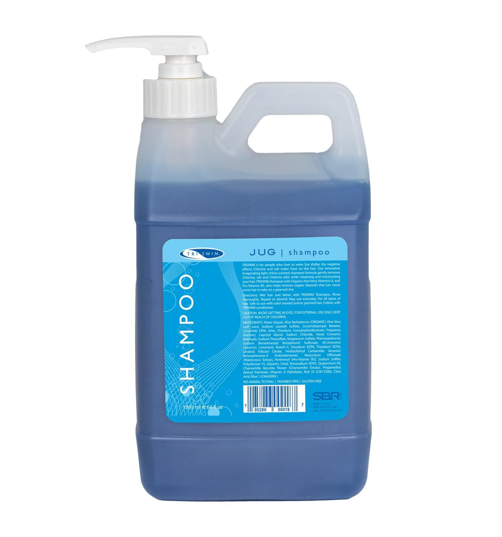 TRISWIM Chlorine Removal Shampoo 64oz with Pump – Removes Chlorine, Bromine & Mineral Build-Up
