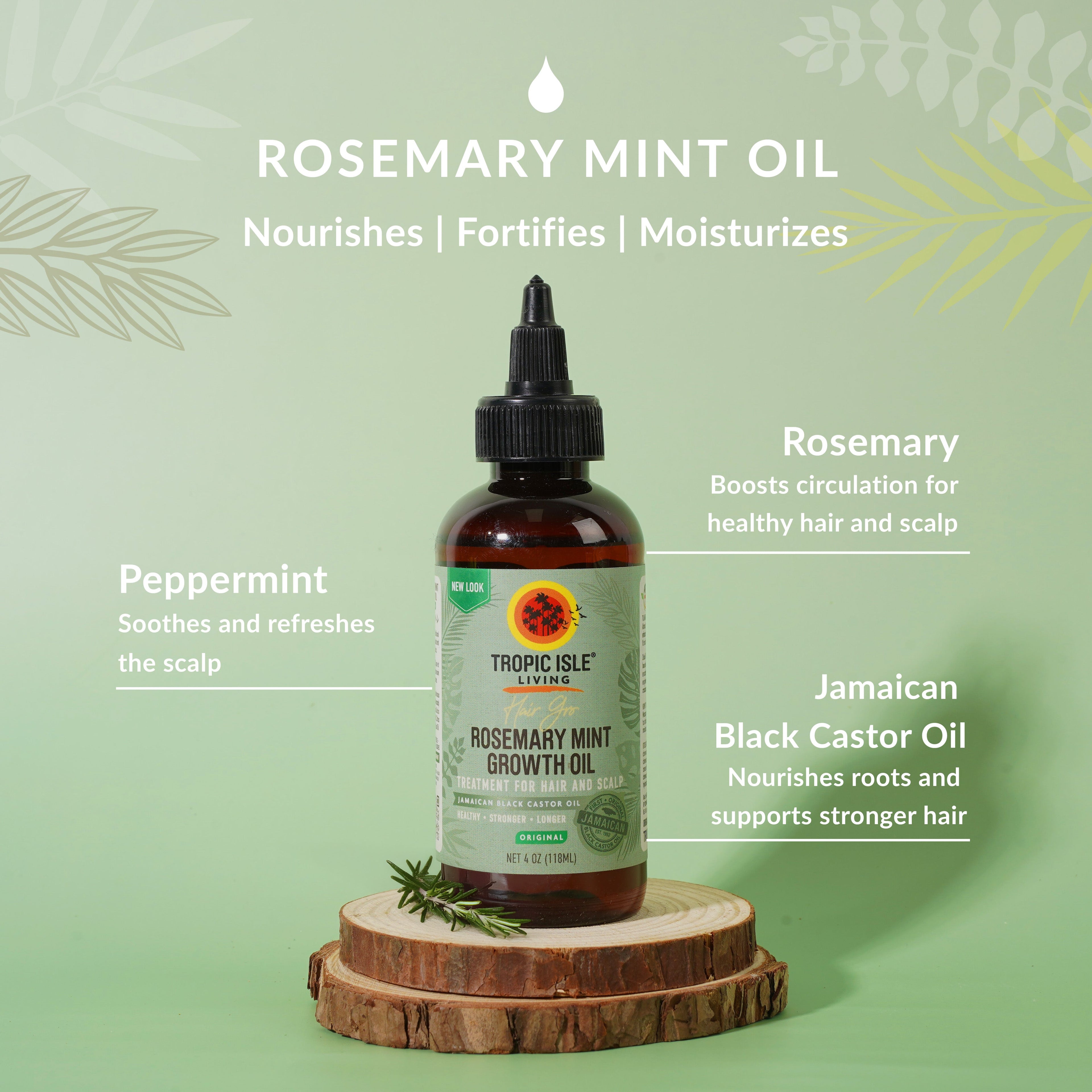 Tropic Isle Living Hair Gro Rosemary Mint Growth Oil Scalp and Hair Nourishment 118 ml/4.0 oz
