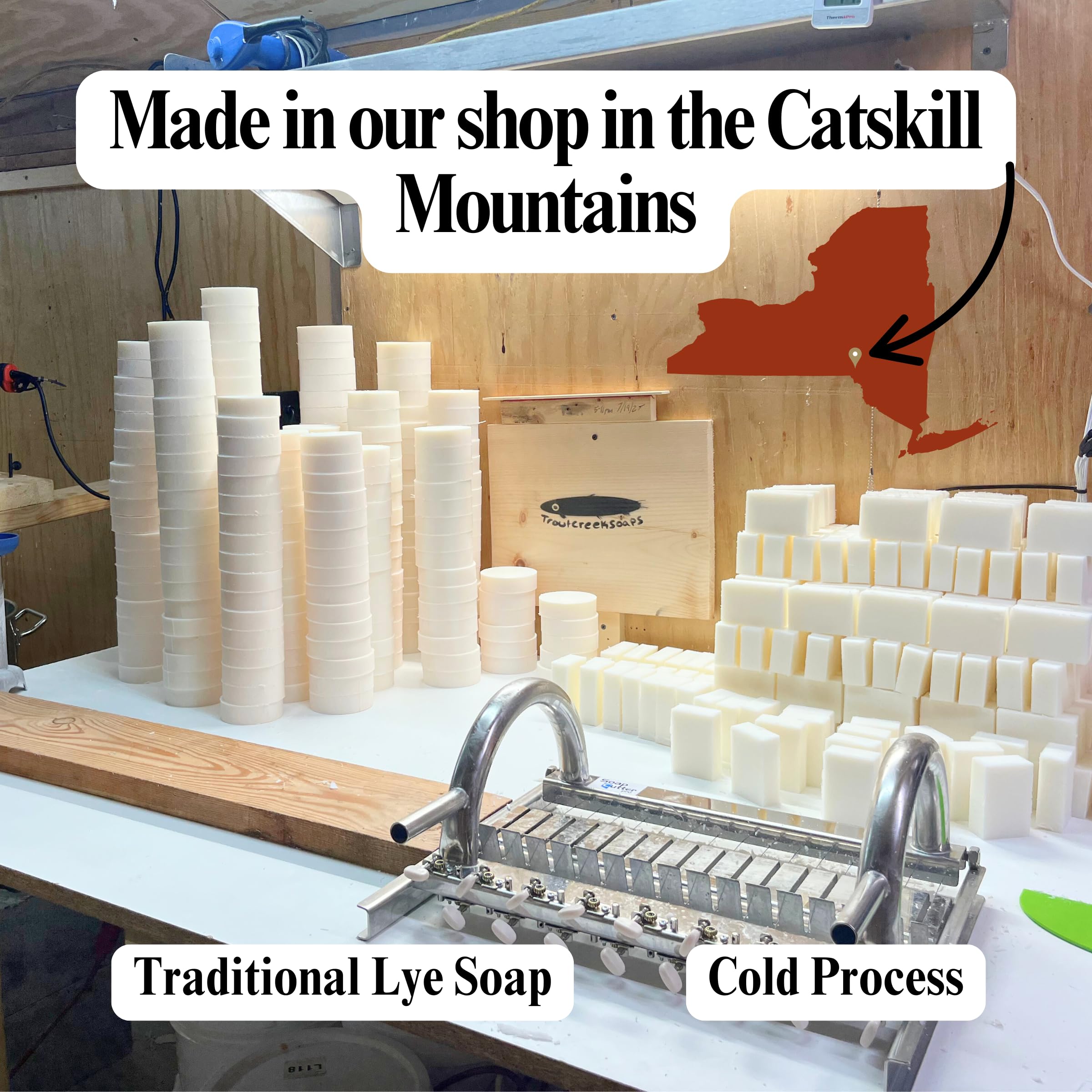 troutcreeksoaps Traditional Lard Soap + Coffee – 8 Bars, Unscented, Handmade in USA
