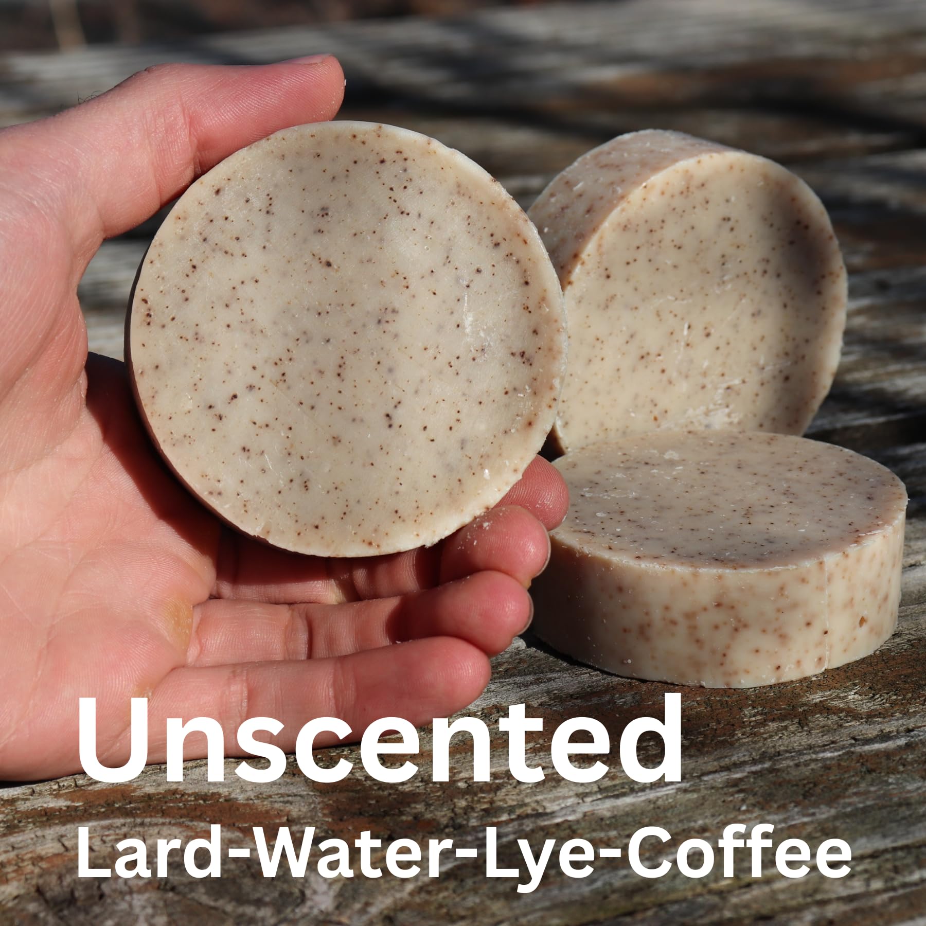 troutcreeksoaps Traditional Lard Soap + Coffee – 8 Bars, Unscented, Handmade in USA