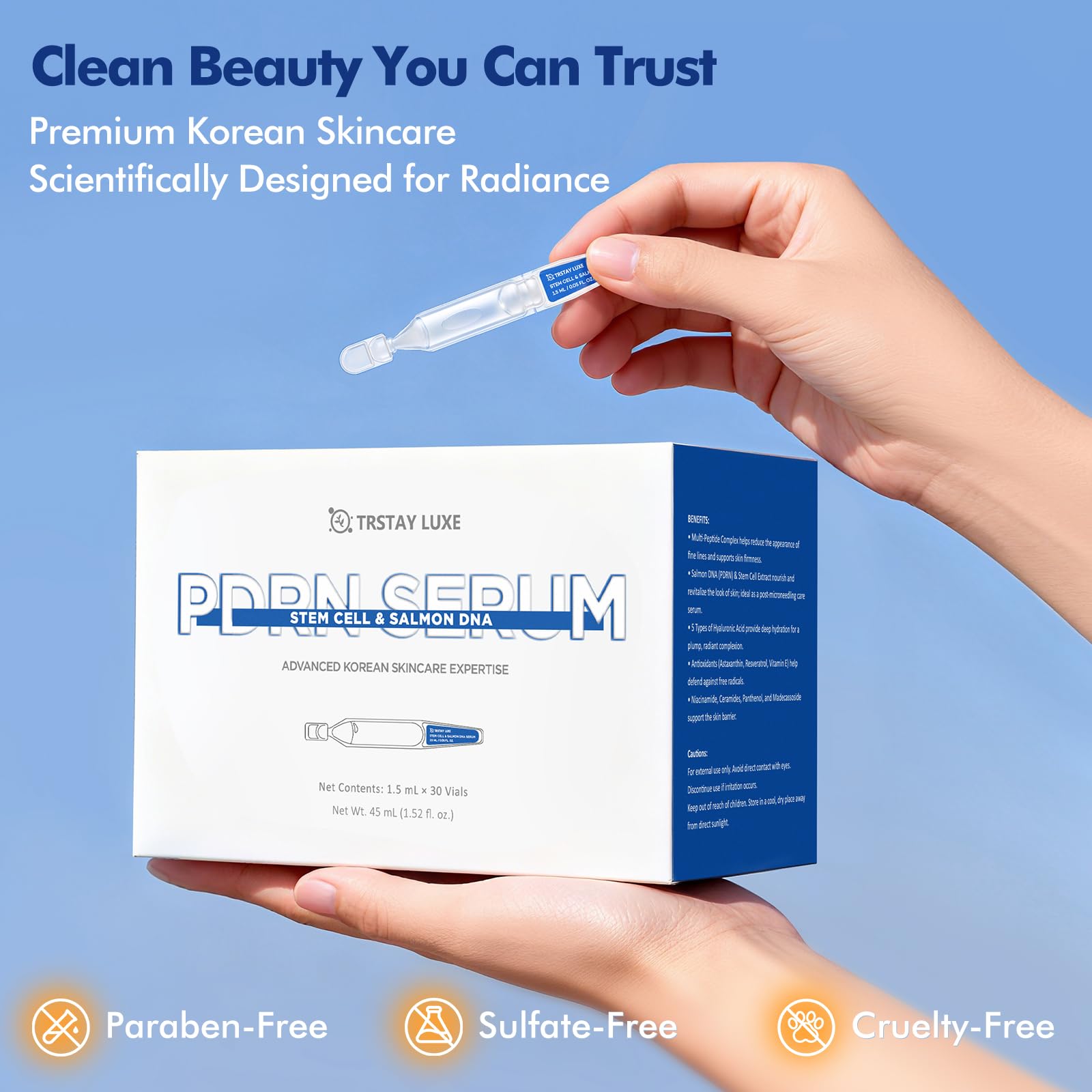 TRSTAY LUXE Stem Cell & Salmon DNA PDRN Serum – Microneedling Aftercare Anti-Aging Serum