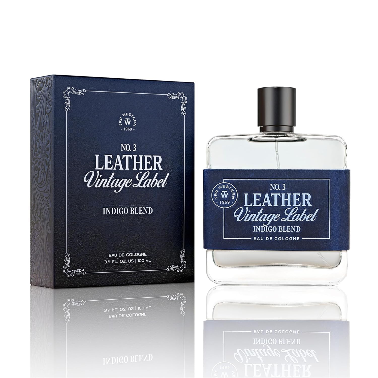 Leather No. 3 by Tru Western – Vintage Indigo Blend, Velvety Citrus, Blue Vetiver, Sueded Sandalwood 3.4 oz
