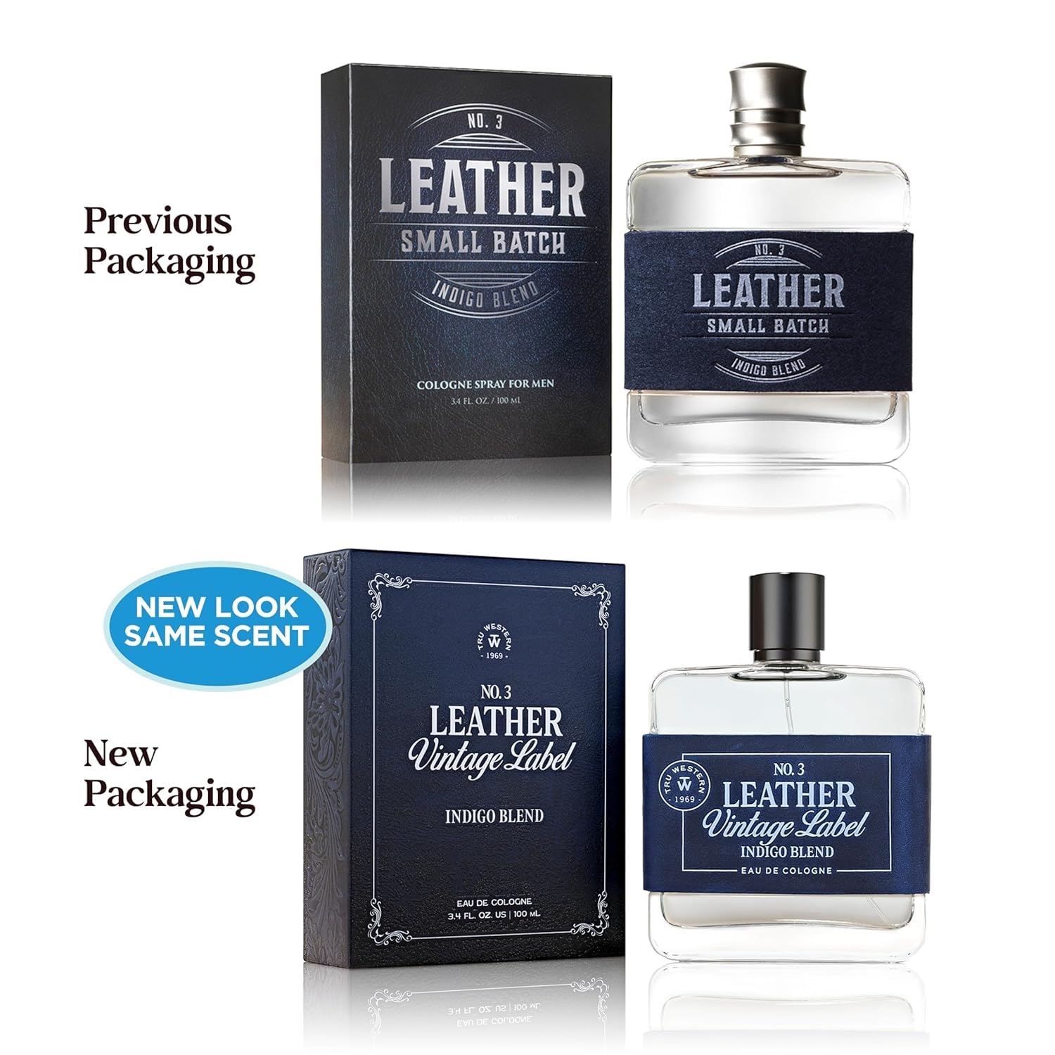 Leather No. 3 by Tru Western – Vintage Indigo Blend, Velvety Citrus, Blue Vetiver, Sueded Sandalwood 3.4 oz