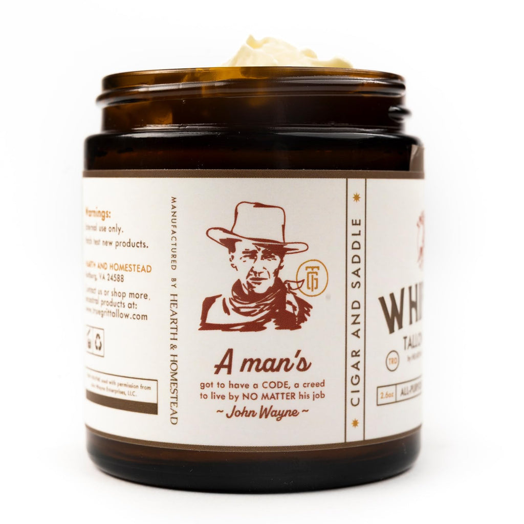 True Grit Tallow John Wayne Inspired Deep Moisture Salve – Cigar & Saddle Scent | 2 oz