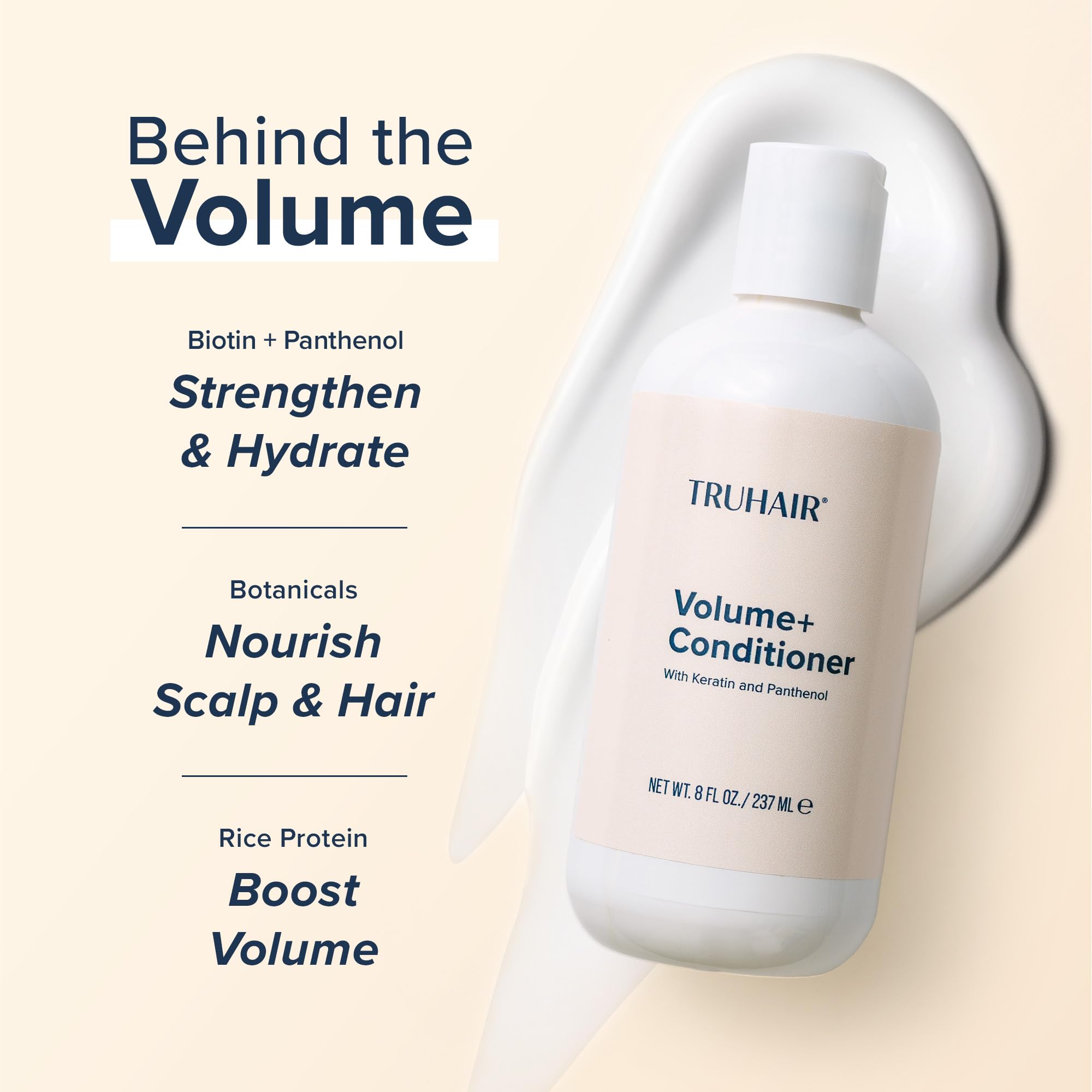 Truhair Volume+ Conditioner – Keratin & Panthenol, Lightweight Hydration & Shine (8 oz)