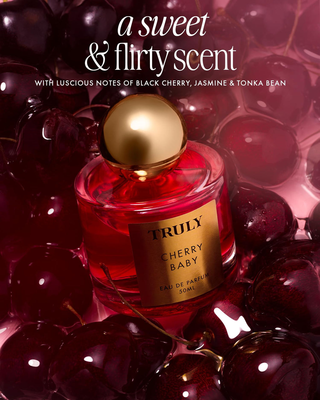 Truly Cherry Baby Eau de Parfum | Long-Lasting Black Cherry, Jasmine & Tonka Bean