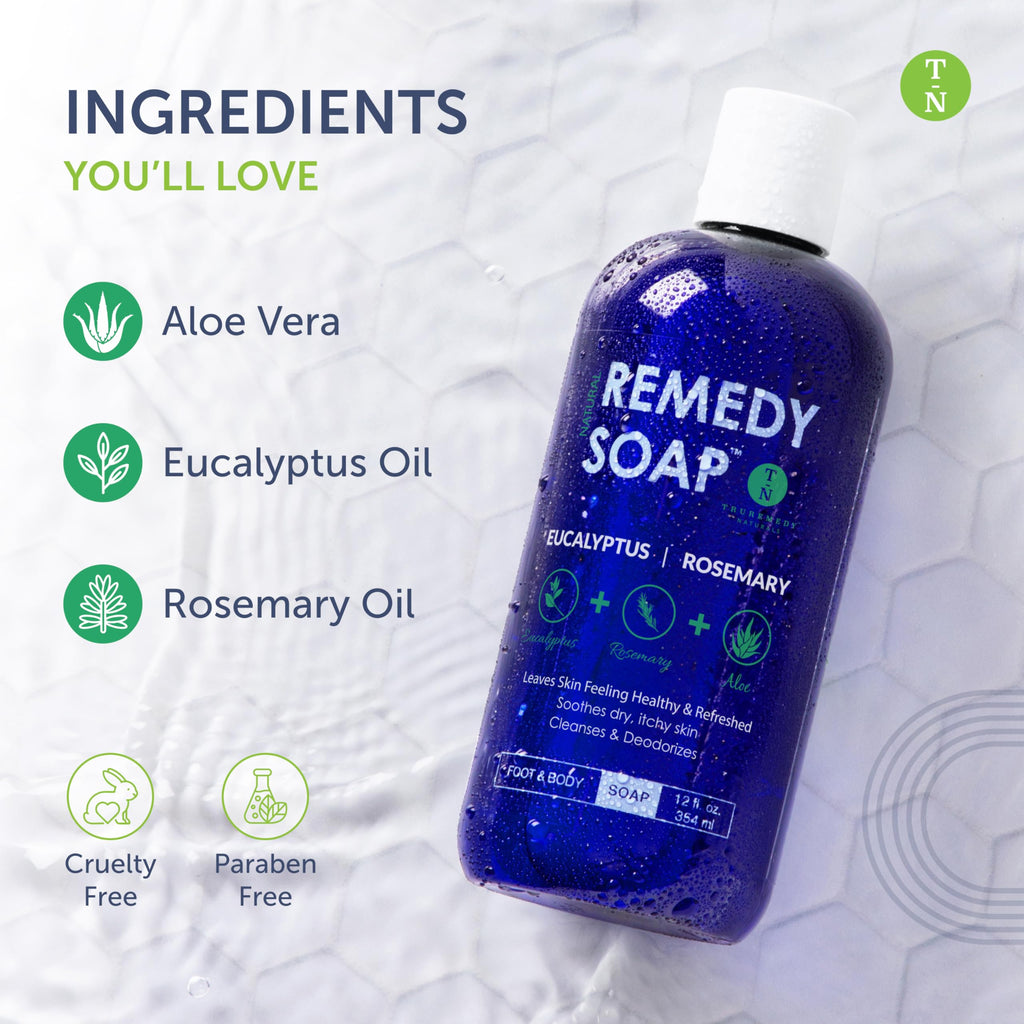 Truremedy Naturals Eucalyptus Rosemary Body Wash – Hydrating, Soothing Shower Gel (12oz)