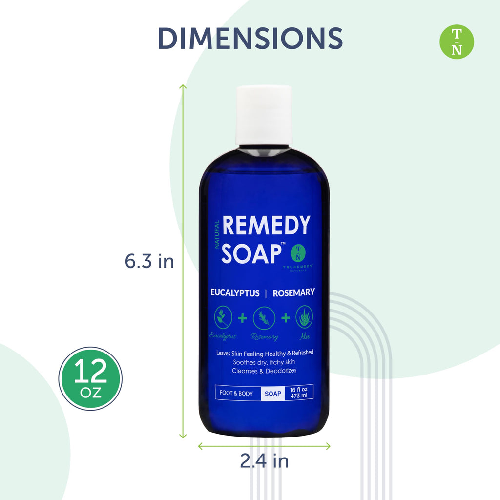 Truremedy Naturals Eucalyptus Rosemary Body Wash – Hydrating, Soothing Shower Gel (12oz)