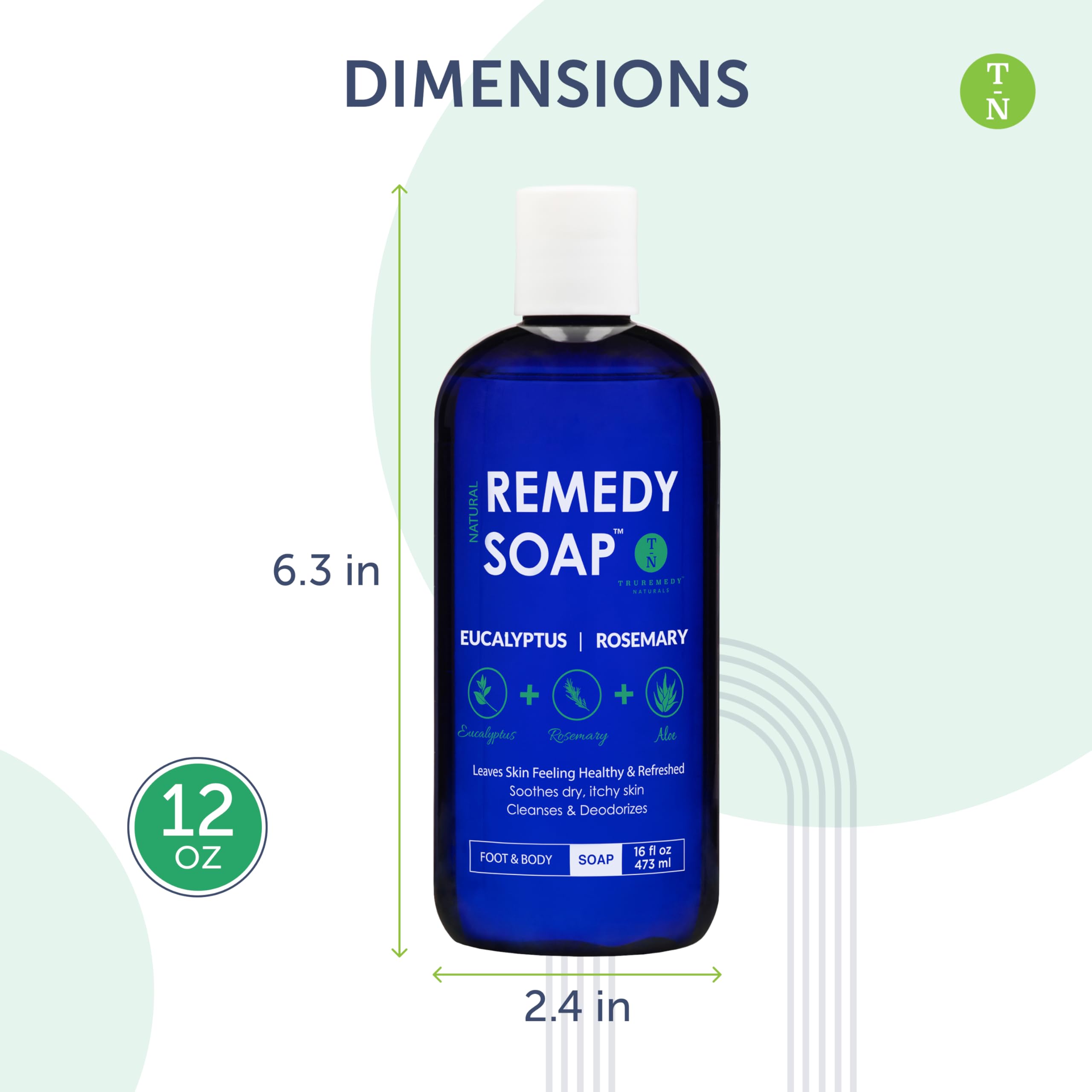 Truremedy Naturals Eucalyptus Rosemary Body Wash – Hydrating, Soothing Shower Gel (12oz)