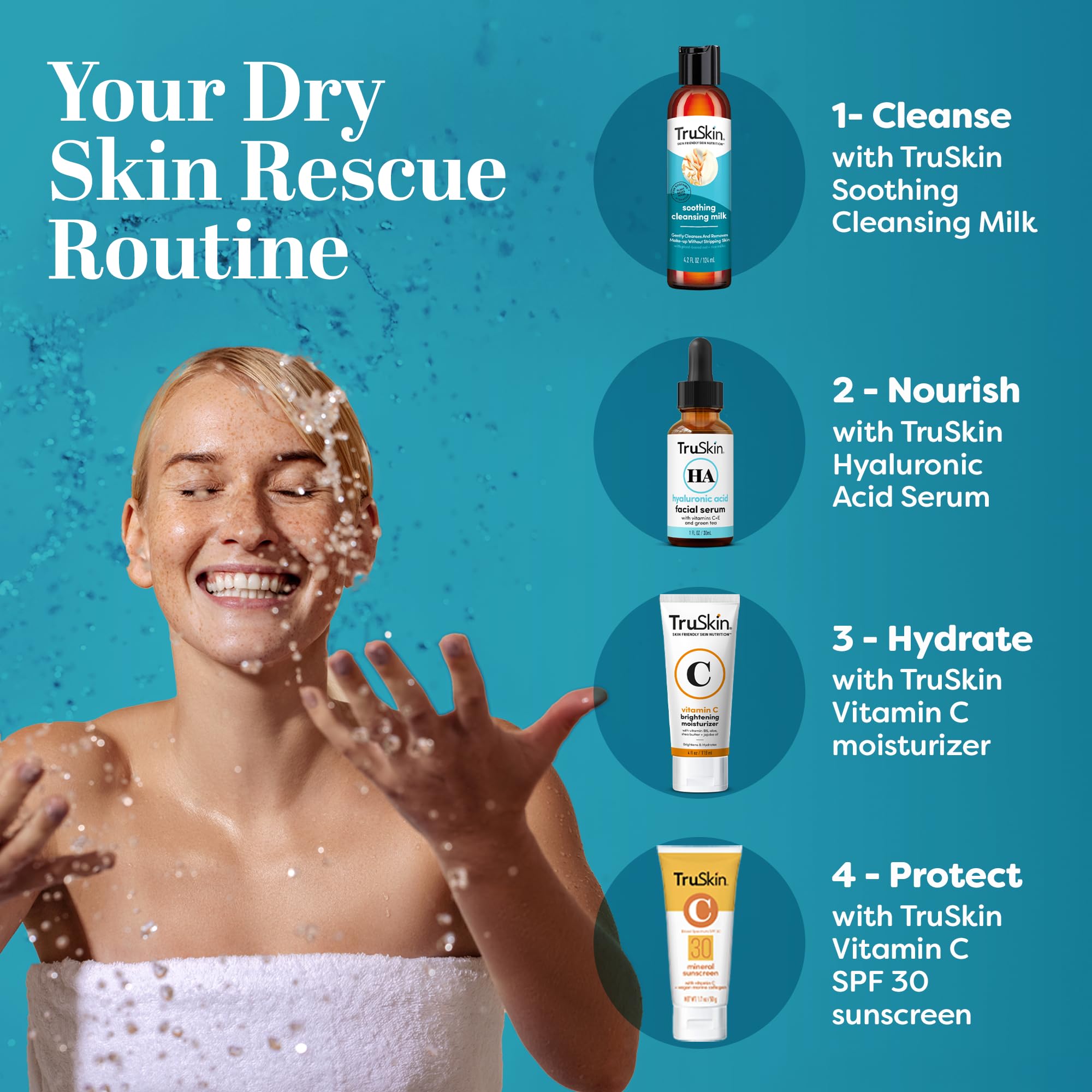 TruSkin Soothing Cleansing Milk – Gentle Makeup Remover for Sensitive Skin | Hydrating Oat & Rice Milk, Hyaluronic Acid