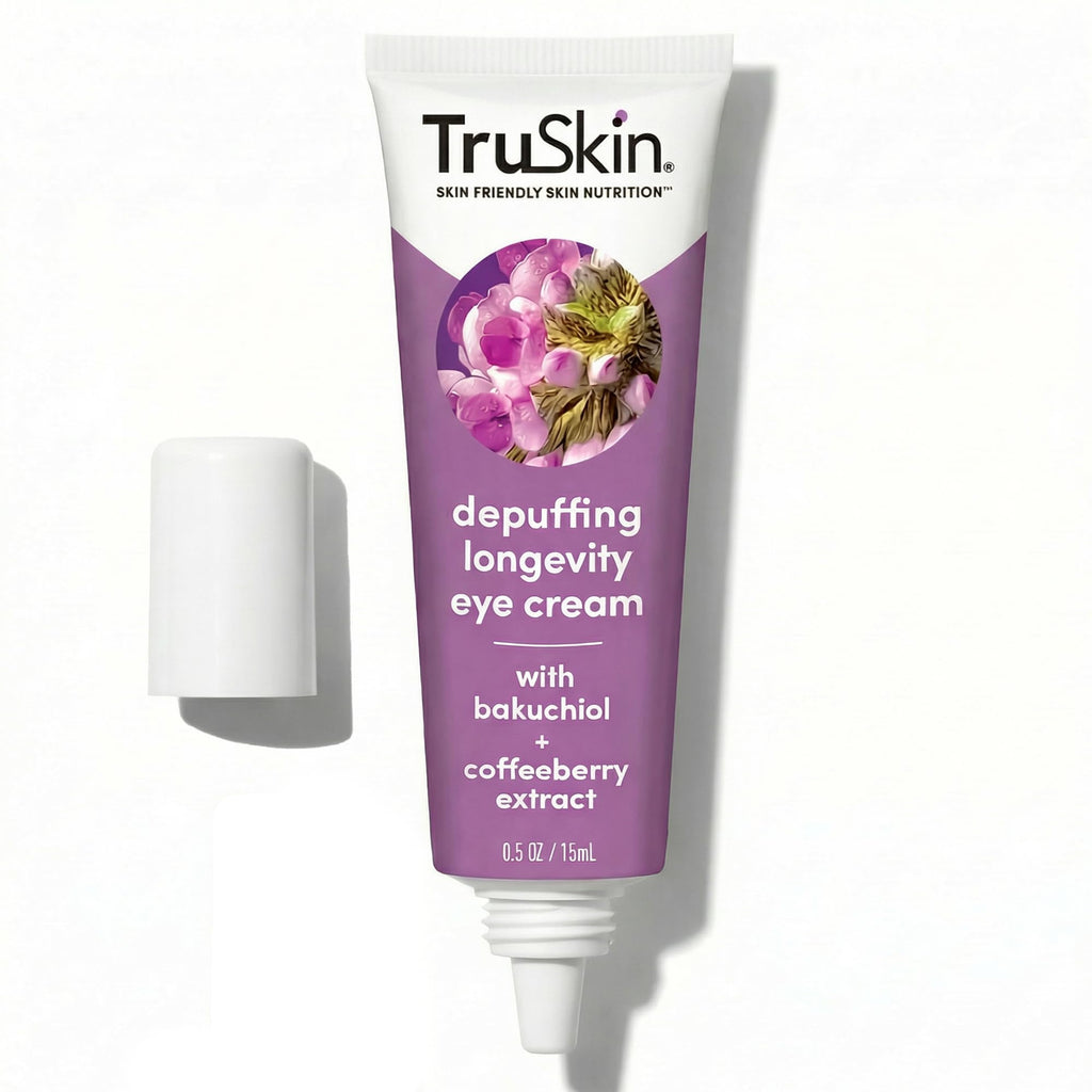 TruSkin Longevity Eye Cream – Caffeine, Bakuchiol & Lingonberry Stem Cells, Green Coffee Bean – Gentle Retinol Alternative (0.5 fl oz)