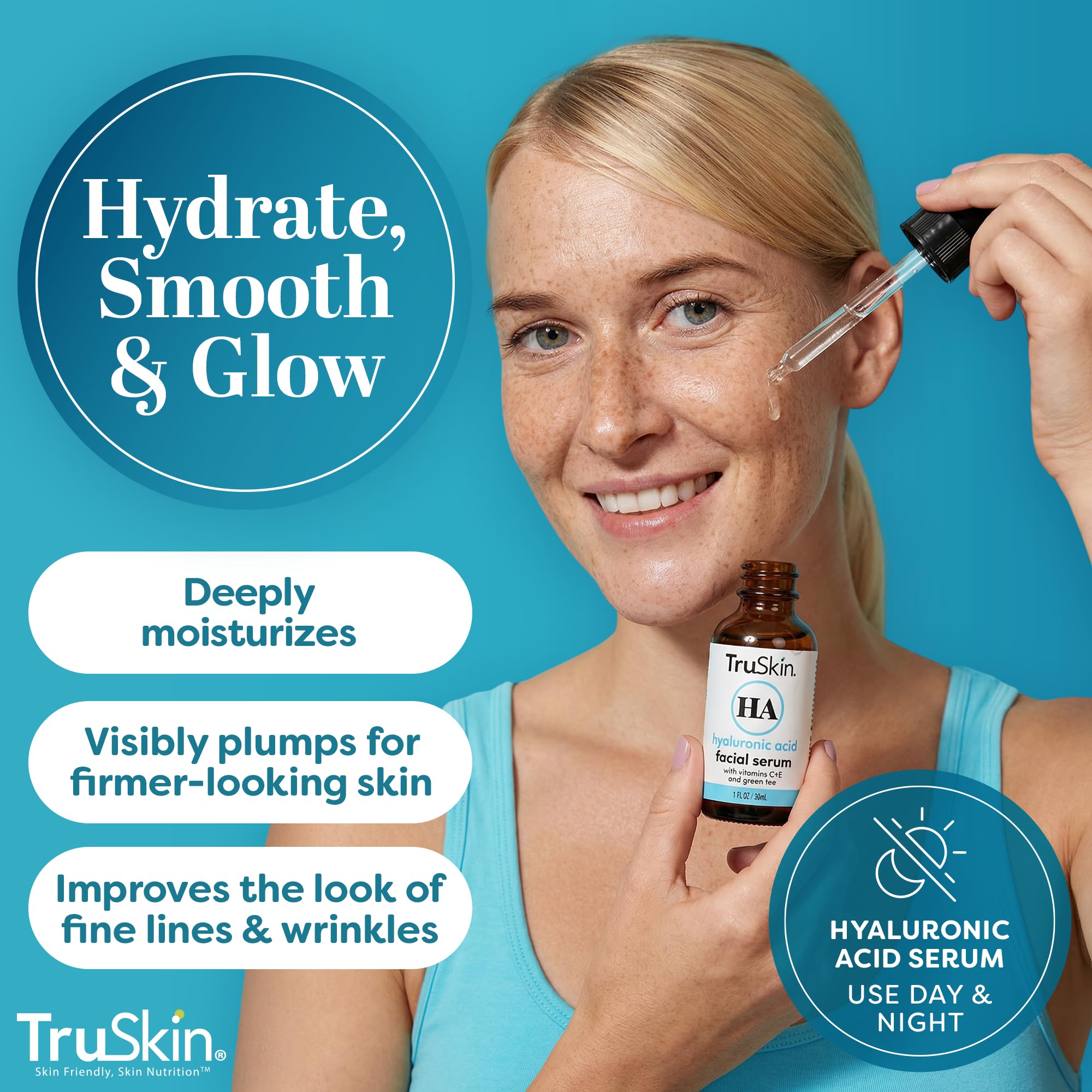 TruSkin Hyaluronic Acid Serum for Face – Ultra-Hydrating Plumping Serum | 1 Fl Oz