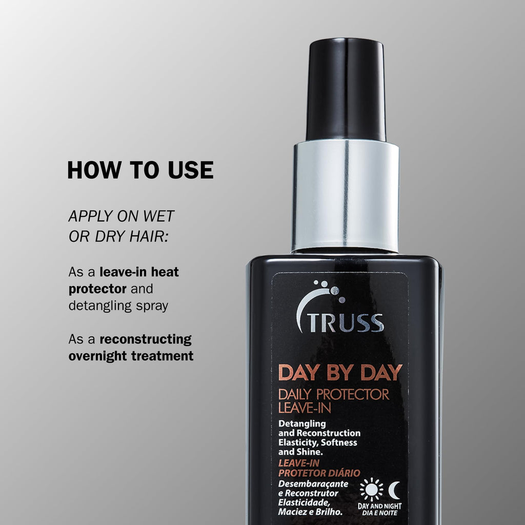 TRUSS Day by Day Leave In Conditioner Spray – Lightweight Detangler & Heat Protectant for Hair (8.45 oz)
